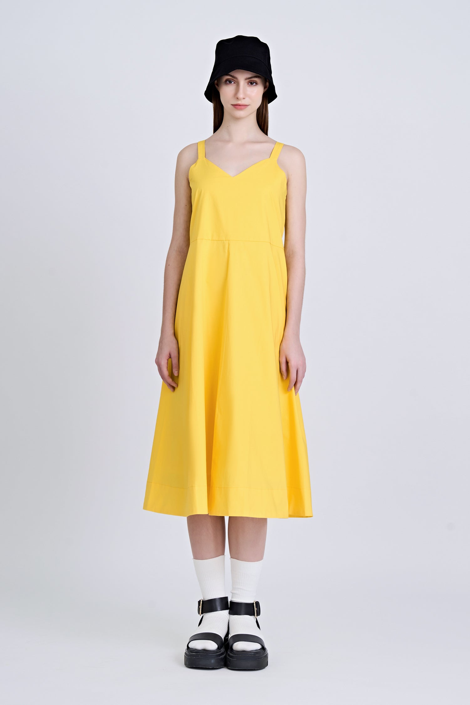 slim fit dress slacks Fit and Flare Dress in Yellow