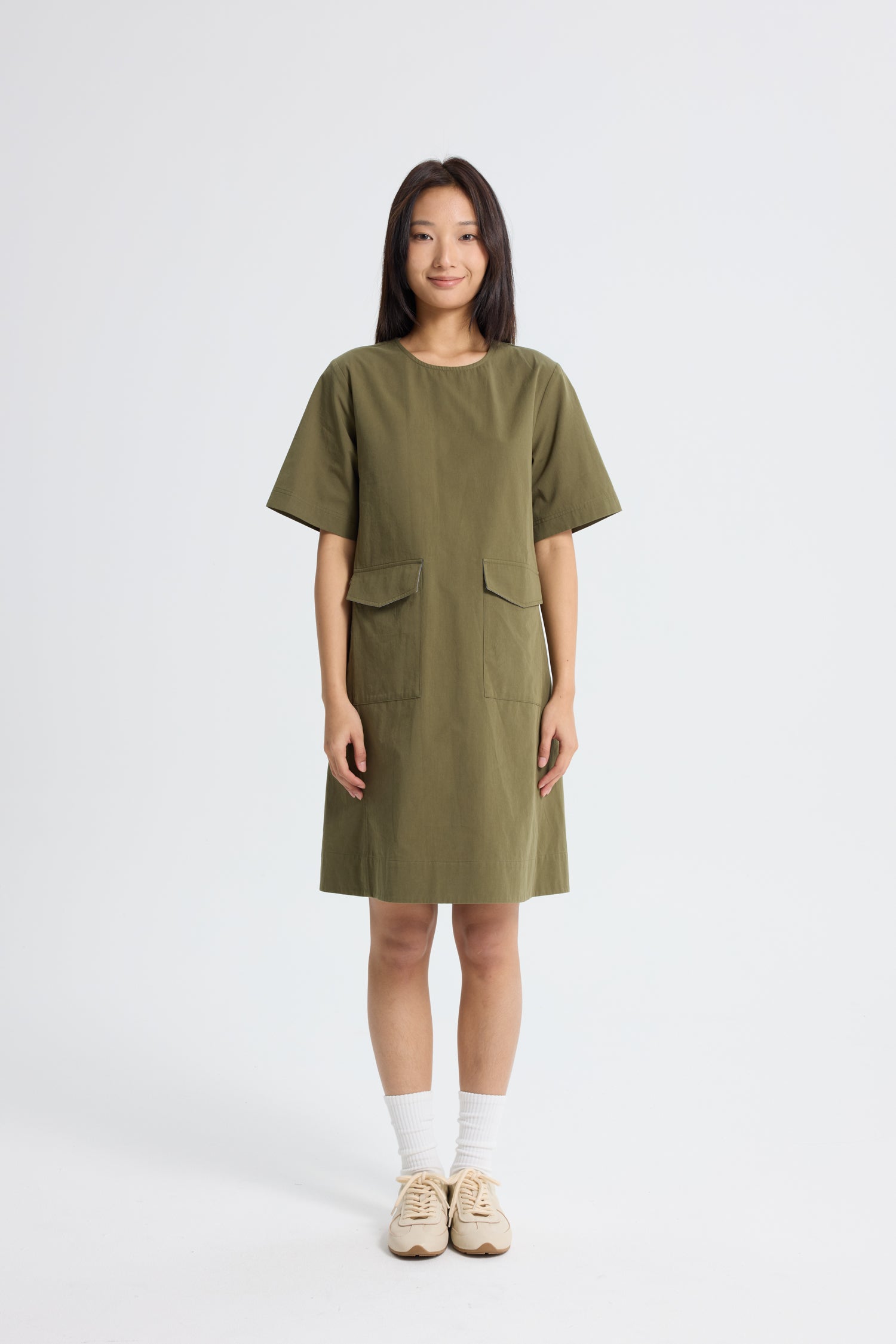 army green utility dress Flap Pocket reporting_status:markdown