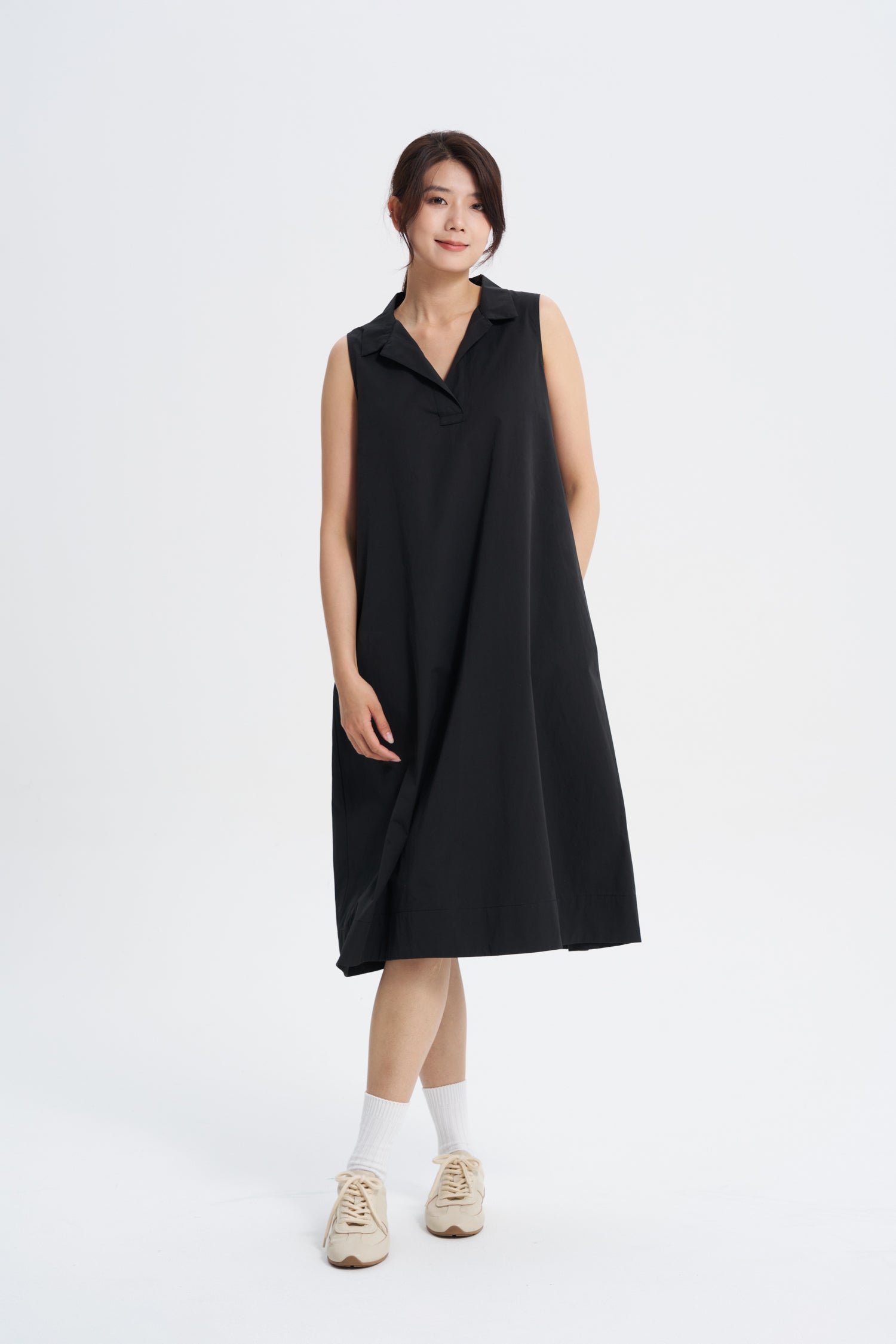 Notched Collar Tent Dress