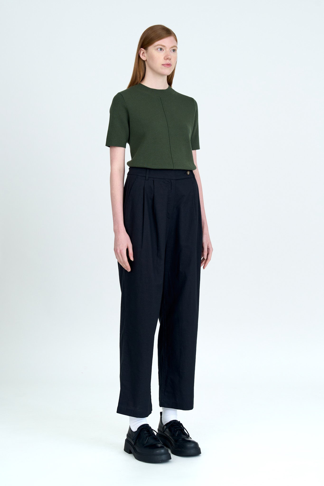 Double Pleated Trousers - Black