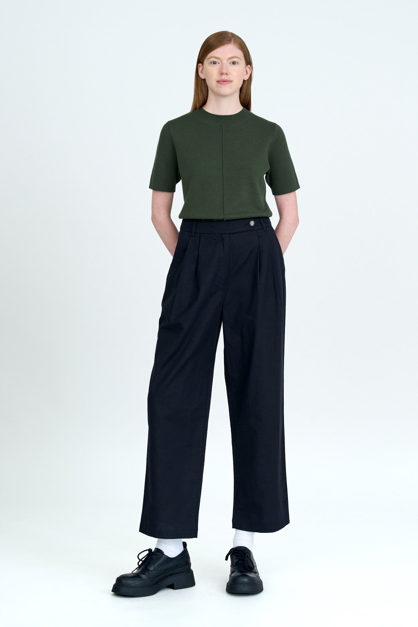 Double Pleated Trousers - Black