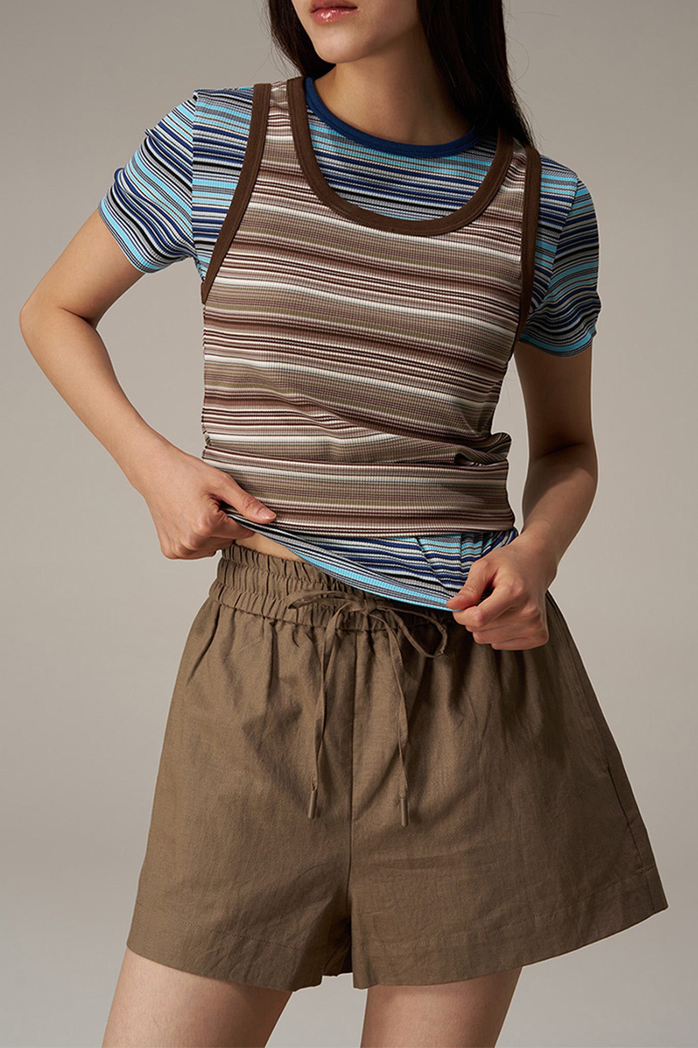 Pull-up Shorts - Khaki Brown