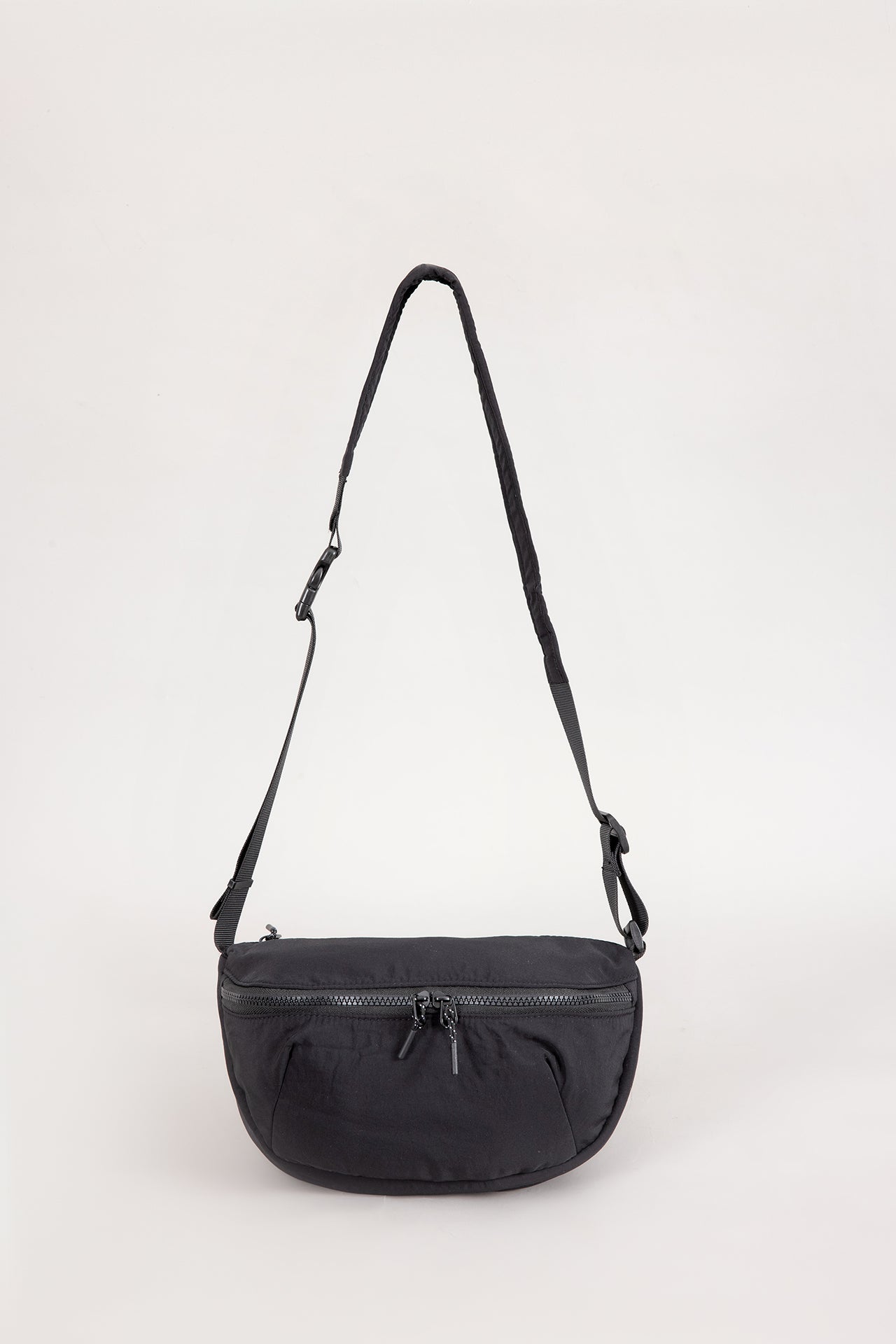 Zippered Crossbody Bag - Black
