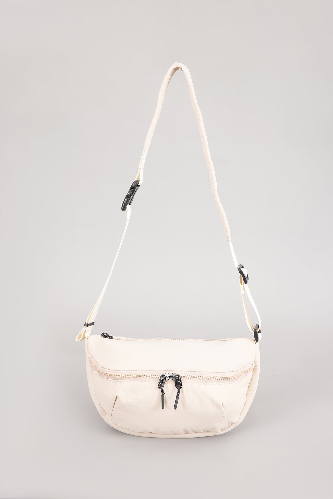 Zippered Crossbody Bag - Cream