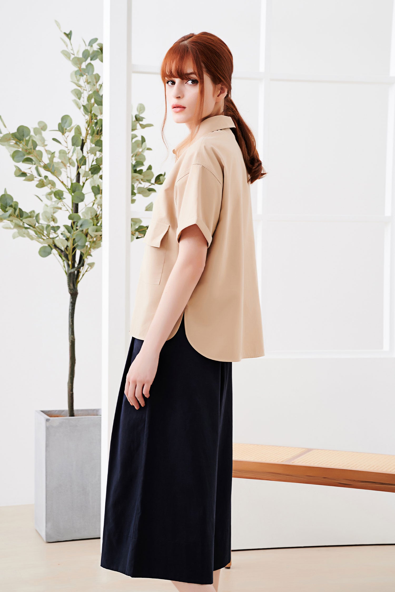 Snap Button Blouse - Khaki