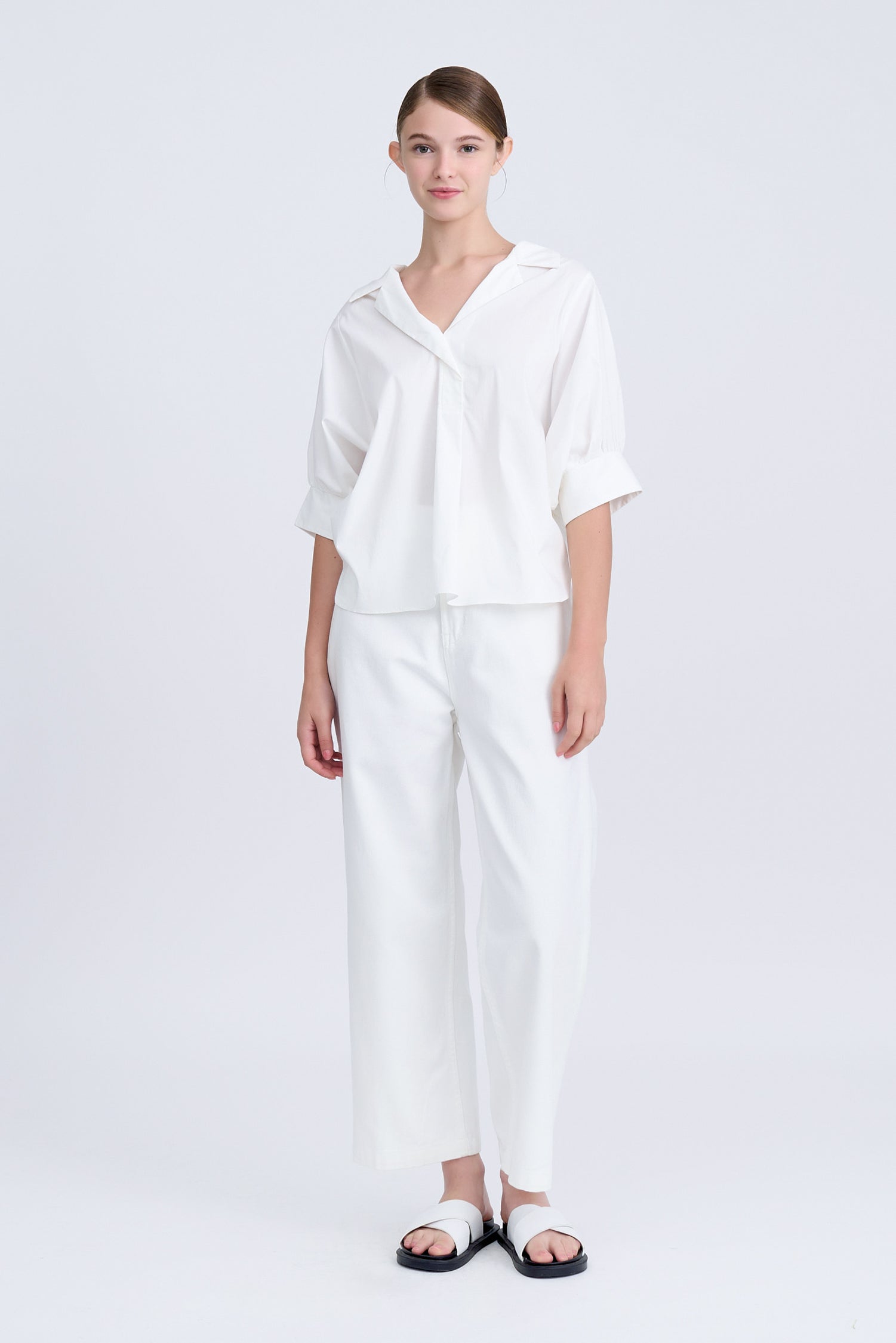 Cotton Puff Sleeve Blouse - Cream