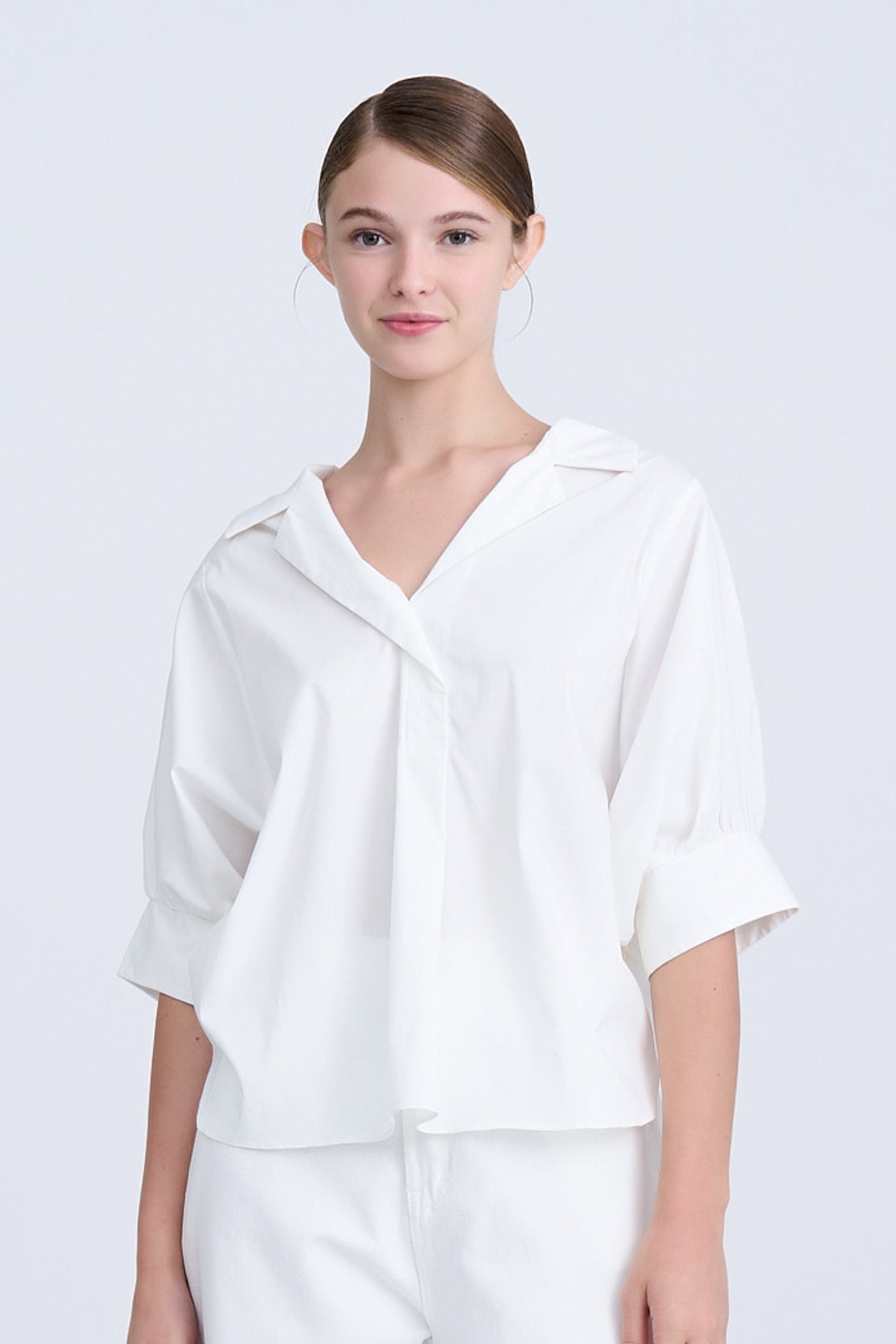 Cotton Puff Sleeve Blouse - Cream