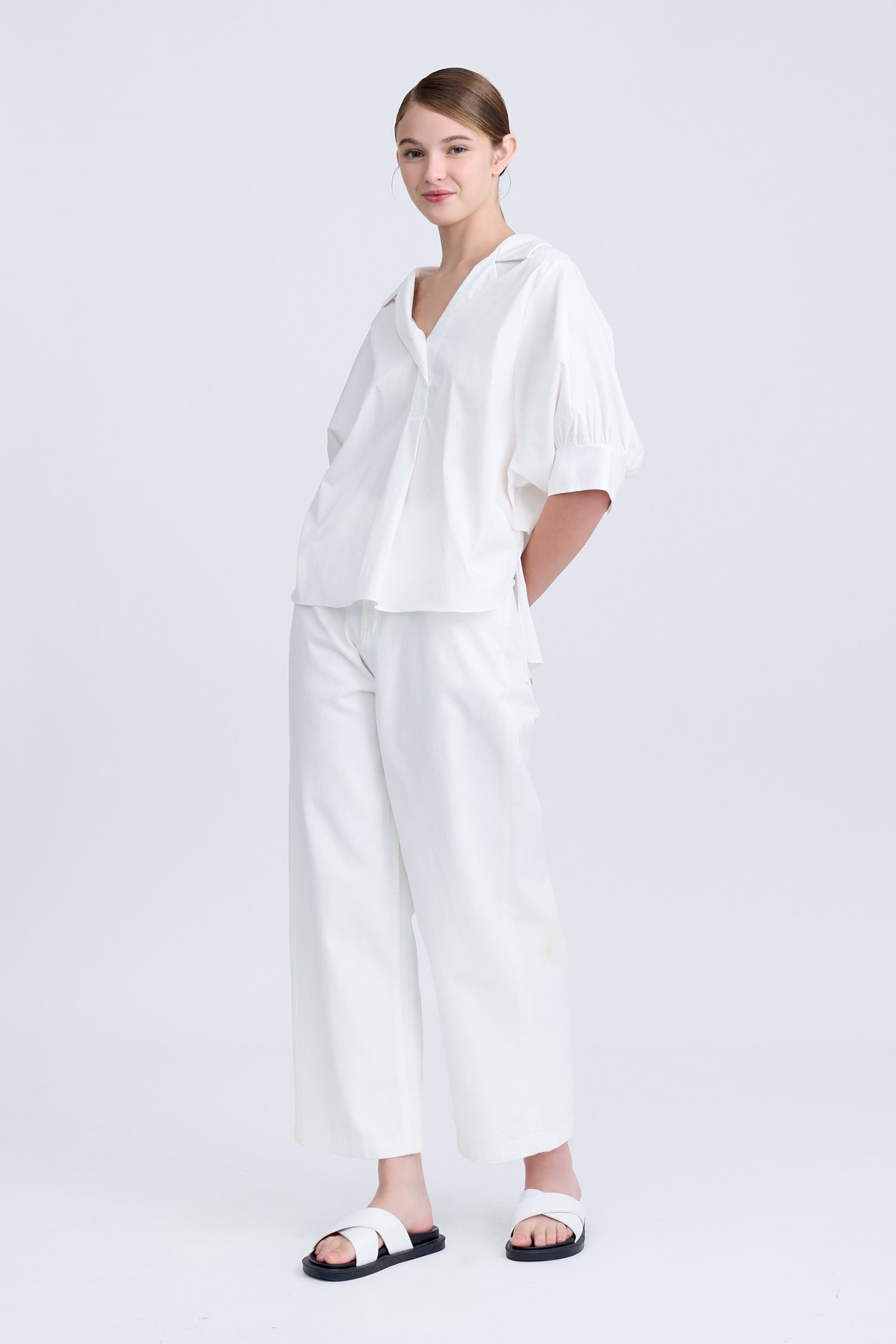 Cotton Puff Sleeve Blouse - Cream