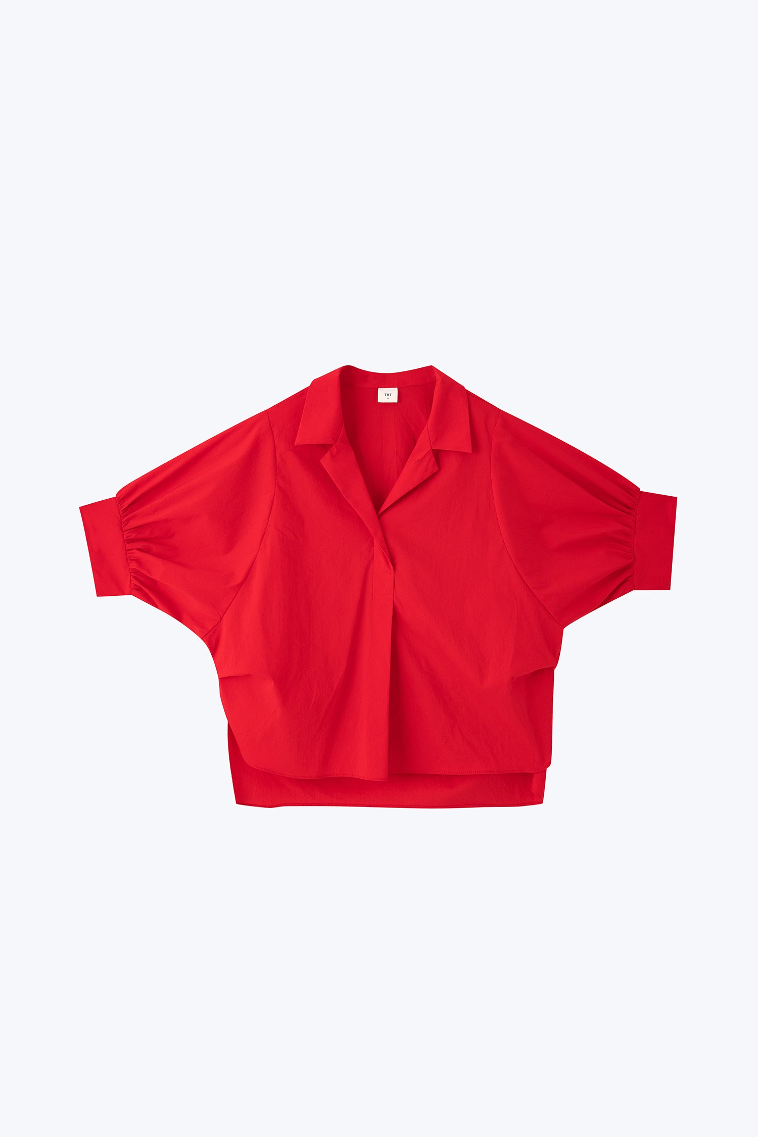 Cotton Puff Sleeve Blouse - Red [AT]
