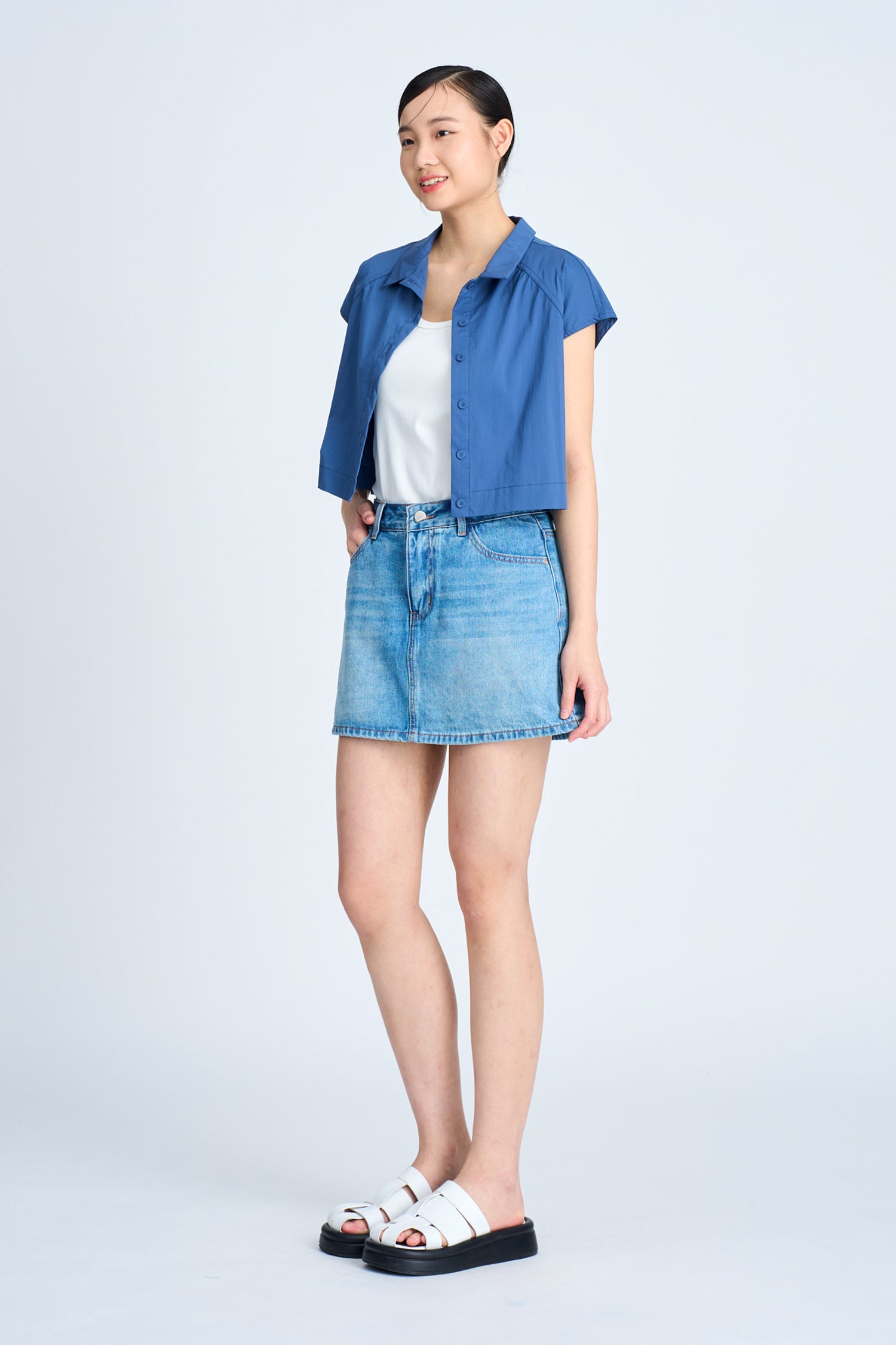 Raglan Blouse - Denim Blue