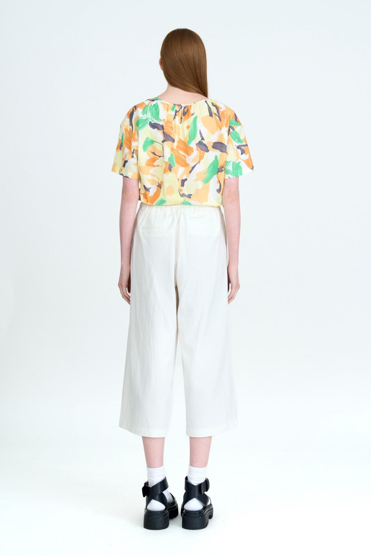 Floral Gathered Drawcord Blouse [AT]