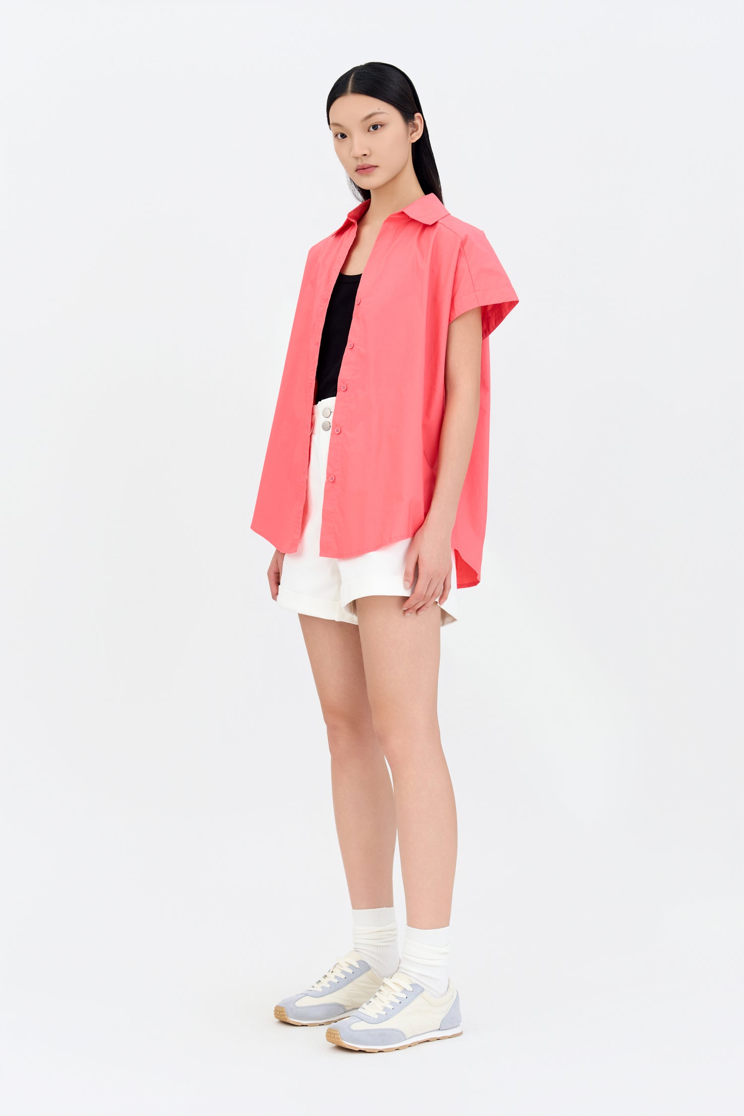 Cap Sleeve Blouse - Coral