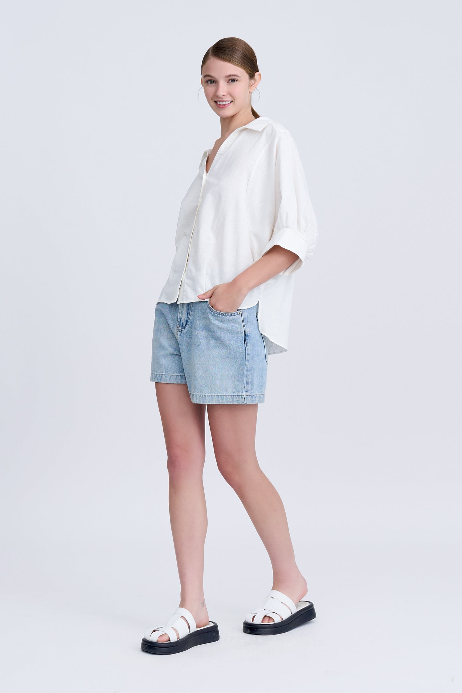 Oversized Puff Sleeve Blouse - Cream [AT]