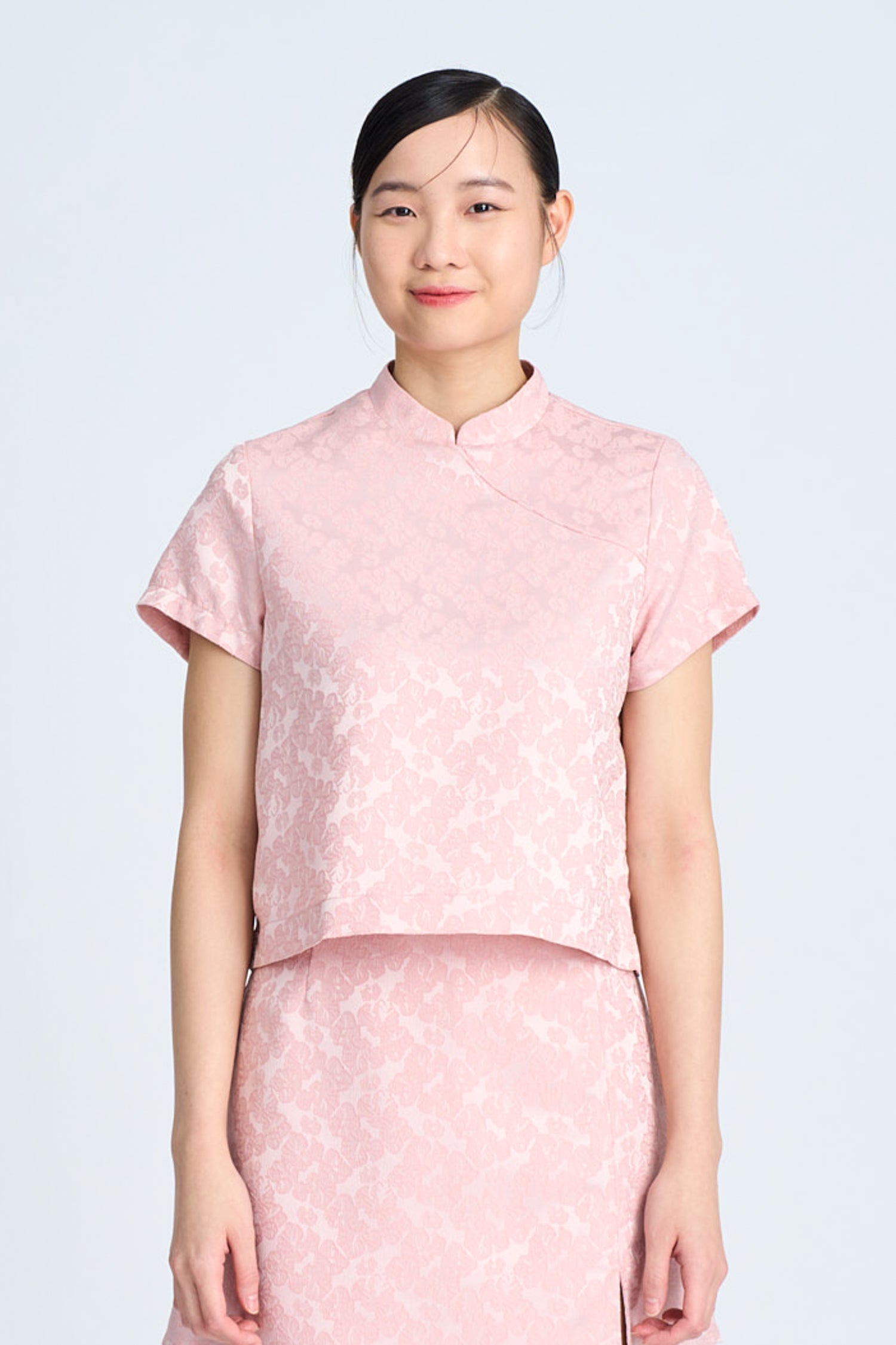 Mandarin Collar Blouse - Blush [AT]