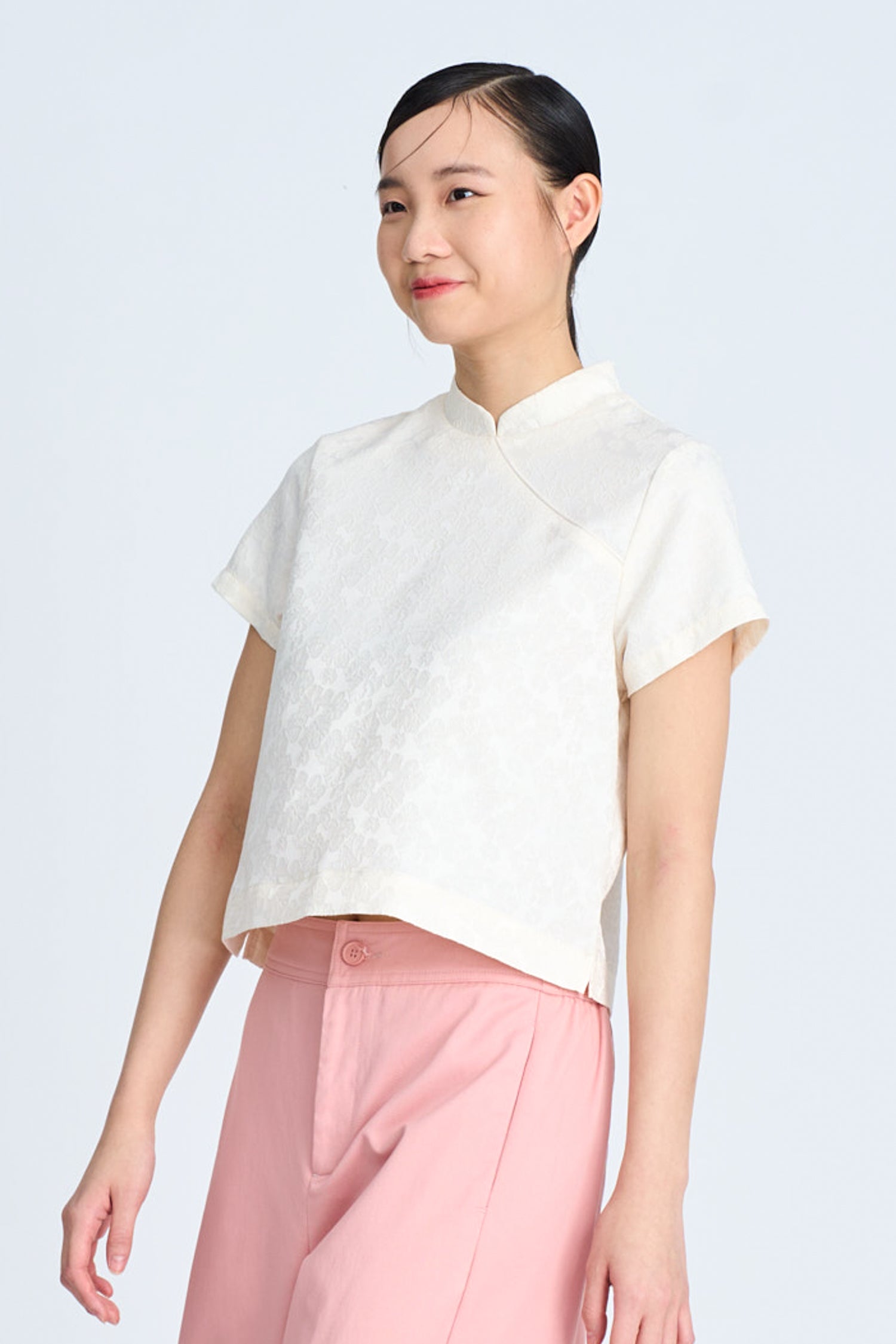 Mandarin Collar Blouse - Sand [AT]