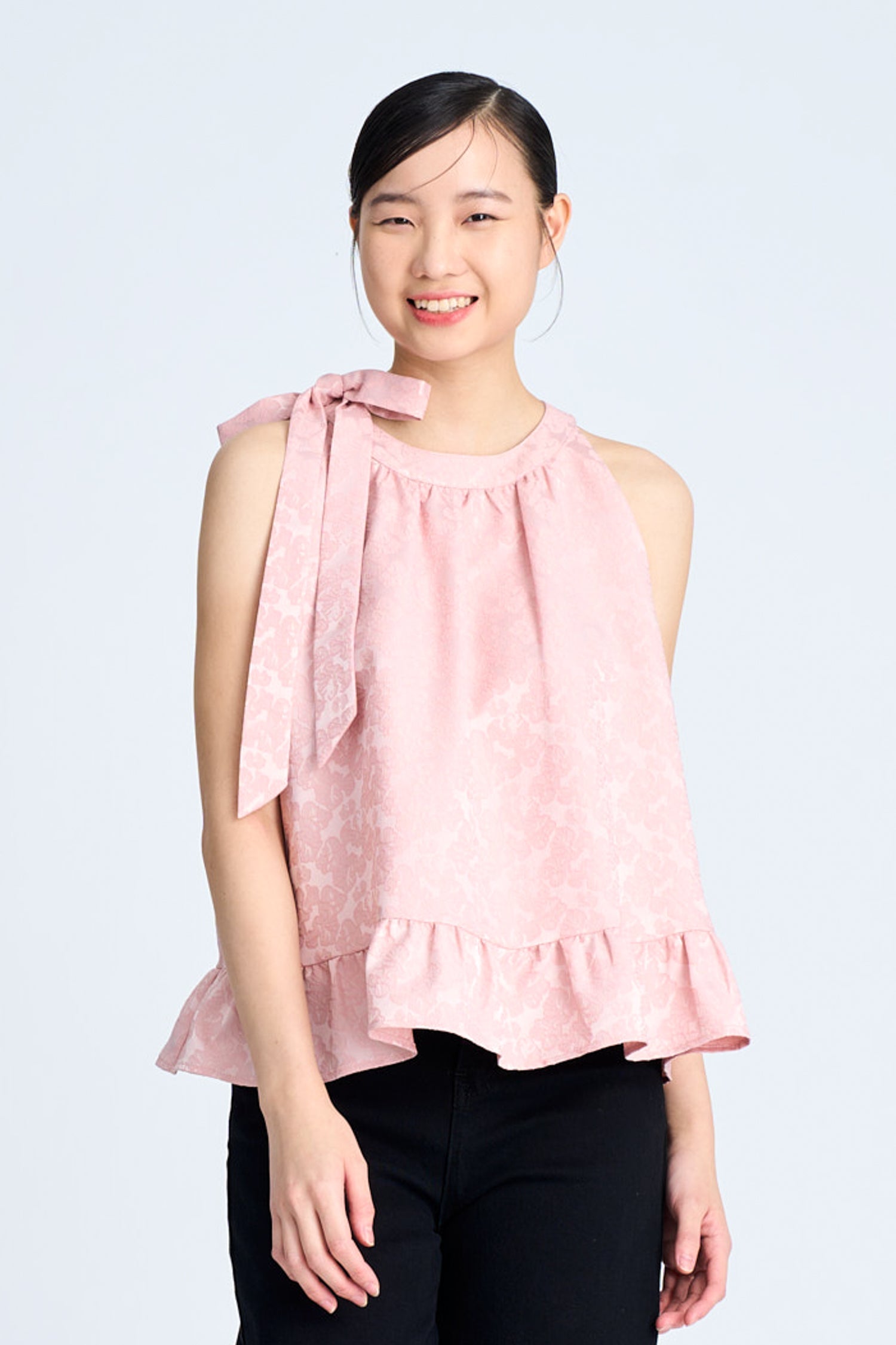 Side Bow Halter Top - Blush [AT]