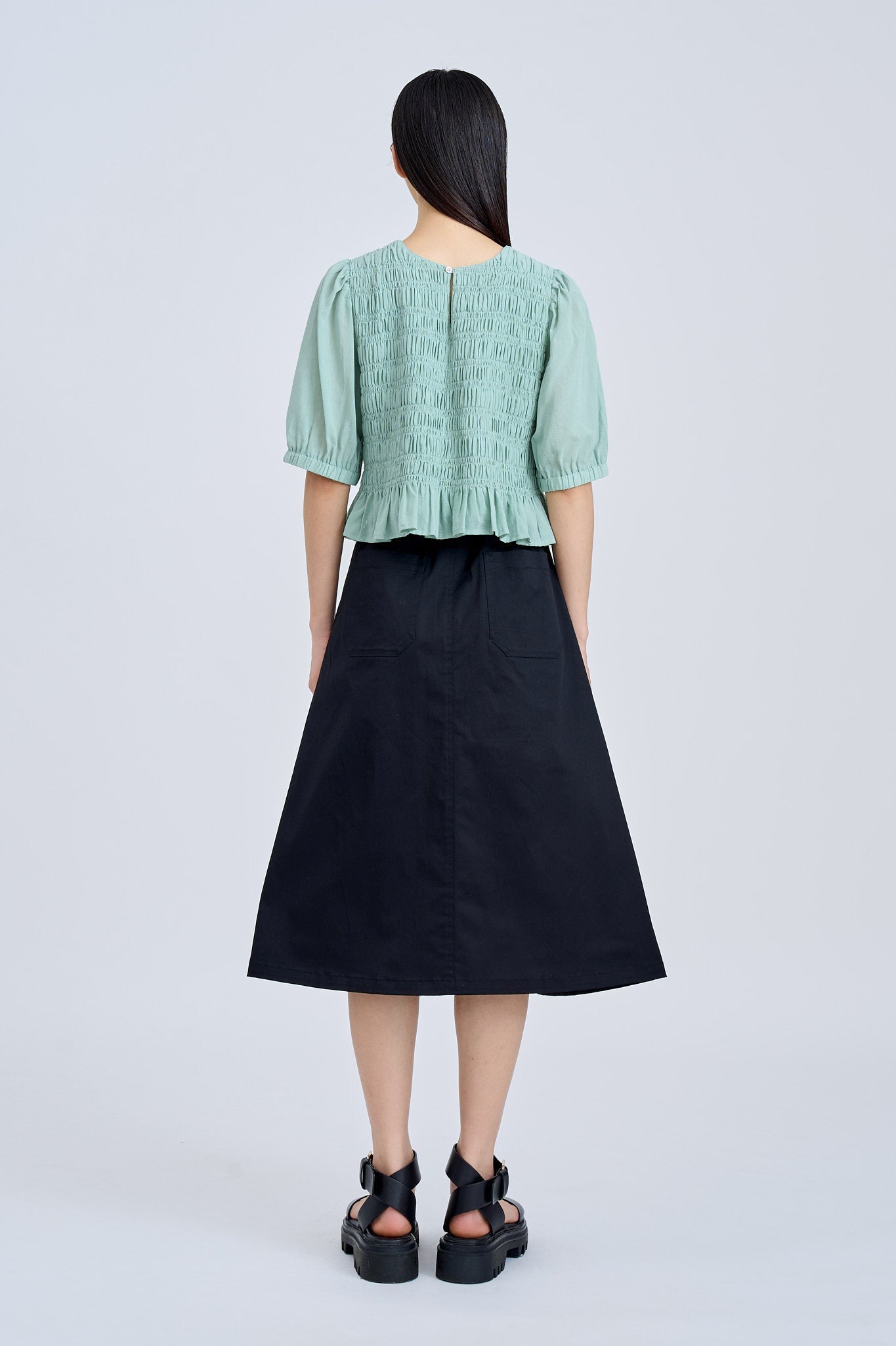 Puff Sleeve Smocked Top - Ice Green [AT]