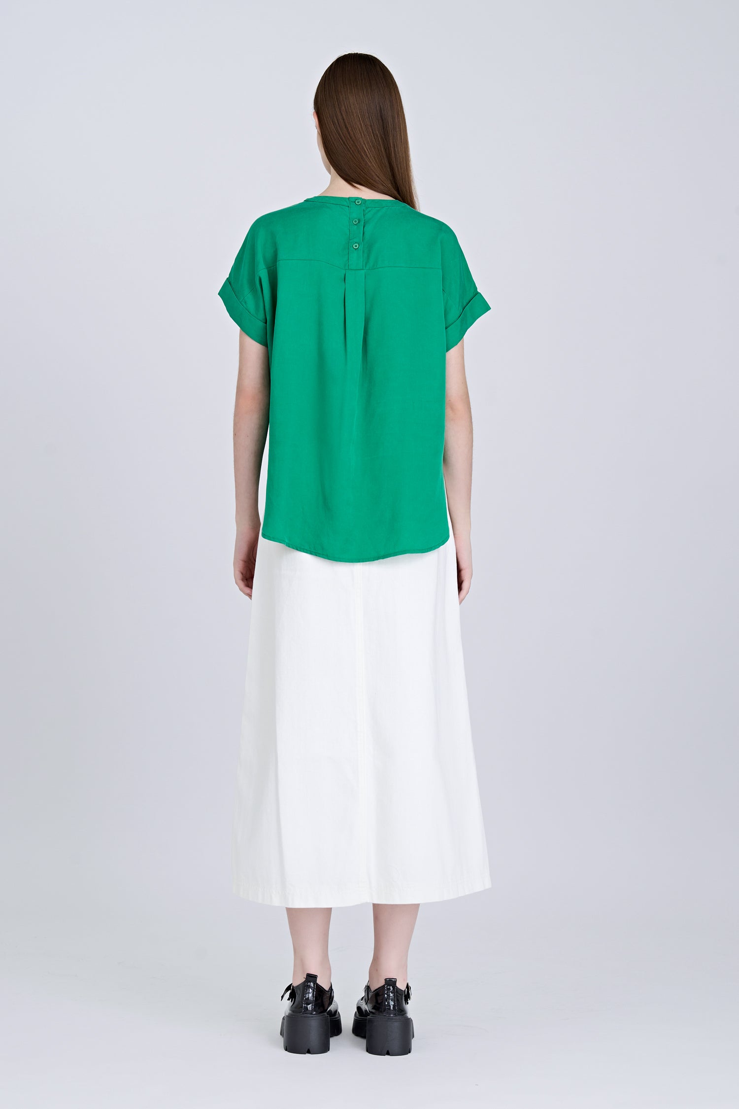Gathered Neck Blouse - Green