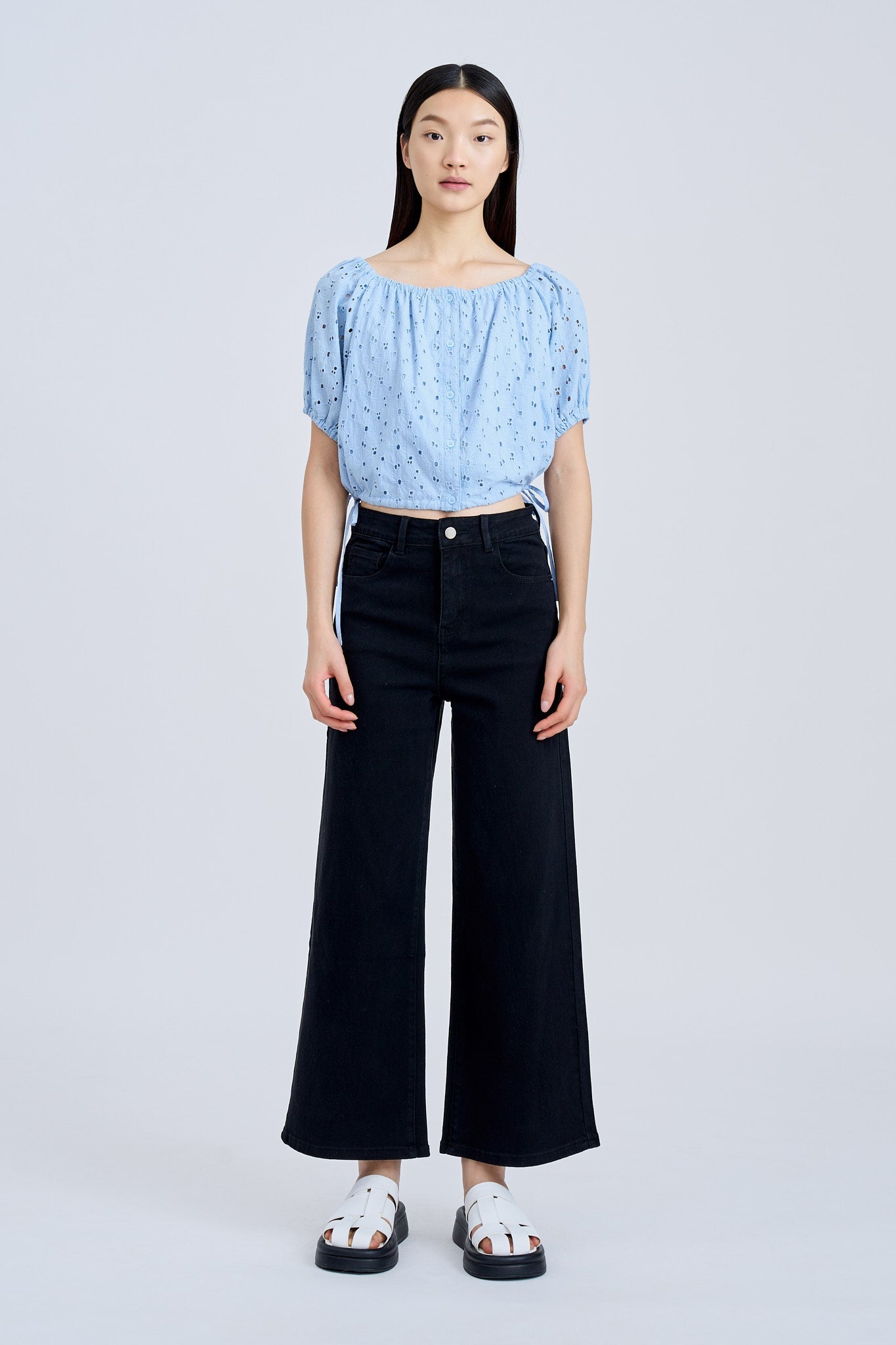 Drawstring Blouse - Sky Blue [AT]