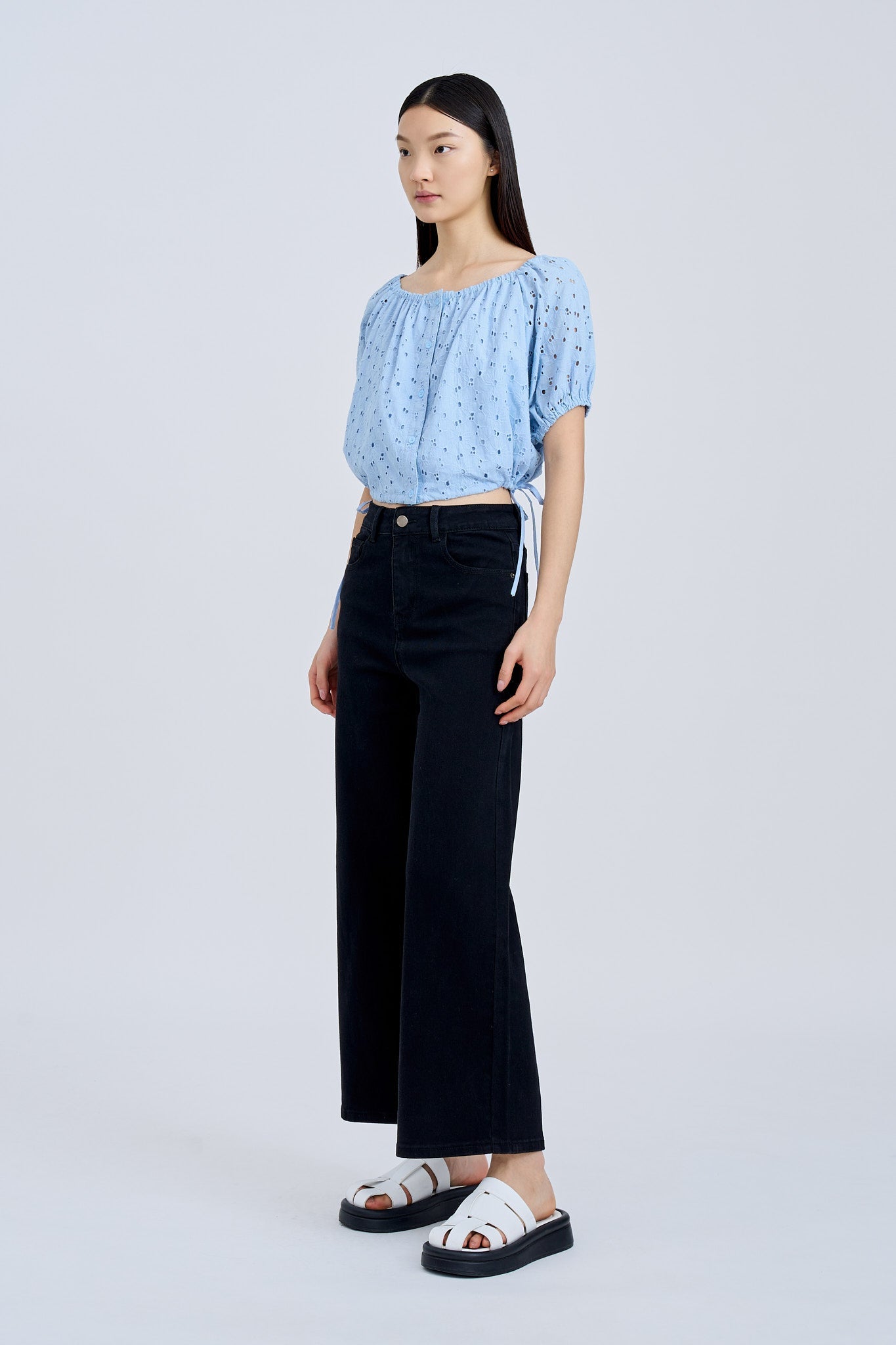 Drawstring Blouse - Sky Blue [AT]