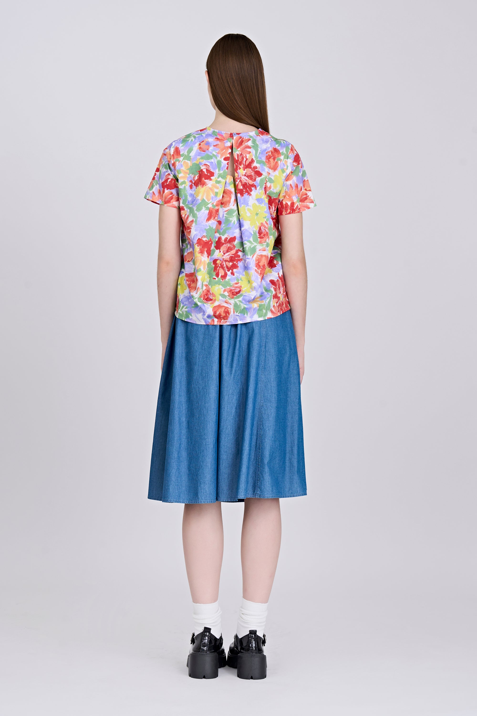 Floral Short Sleeve Blouse - Mixed Florals [AT]