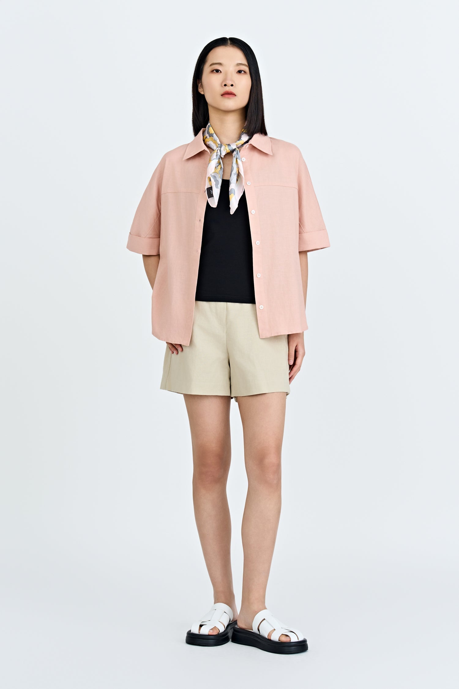 Boxy Short Sleeve Blouse - Blush
