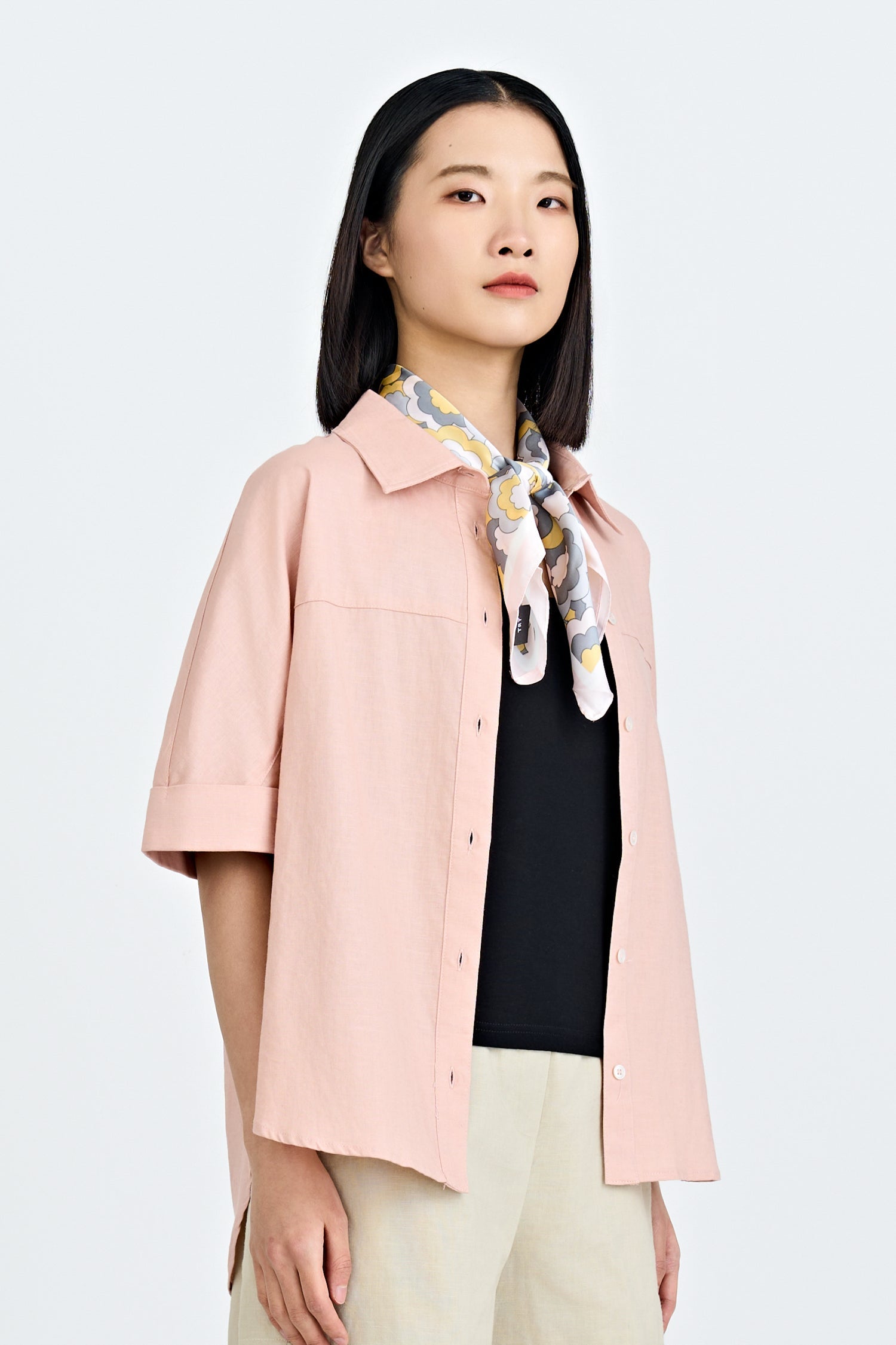Boxy Short Sleeve Blouse - Blush