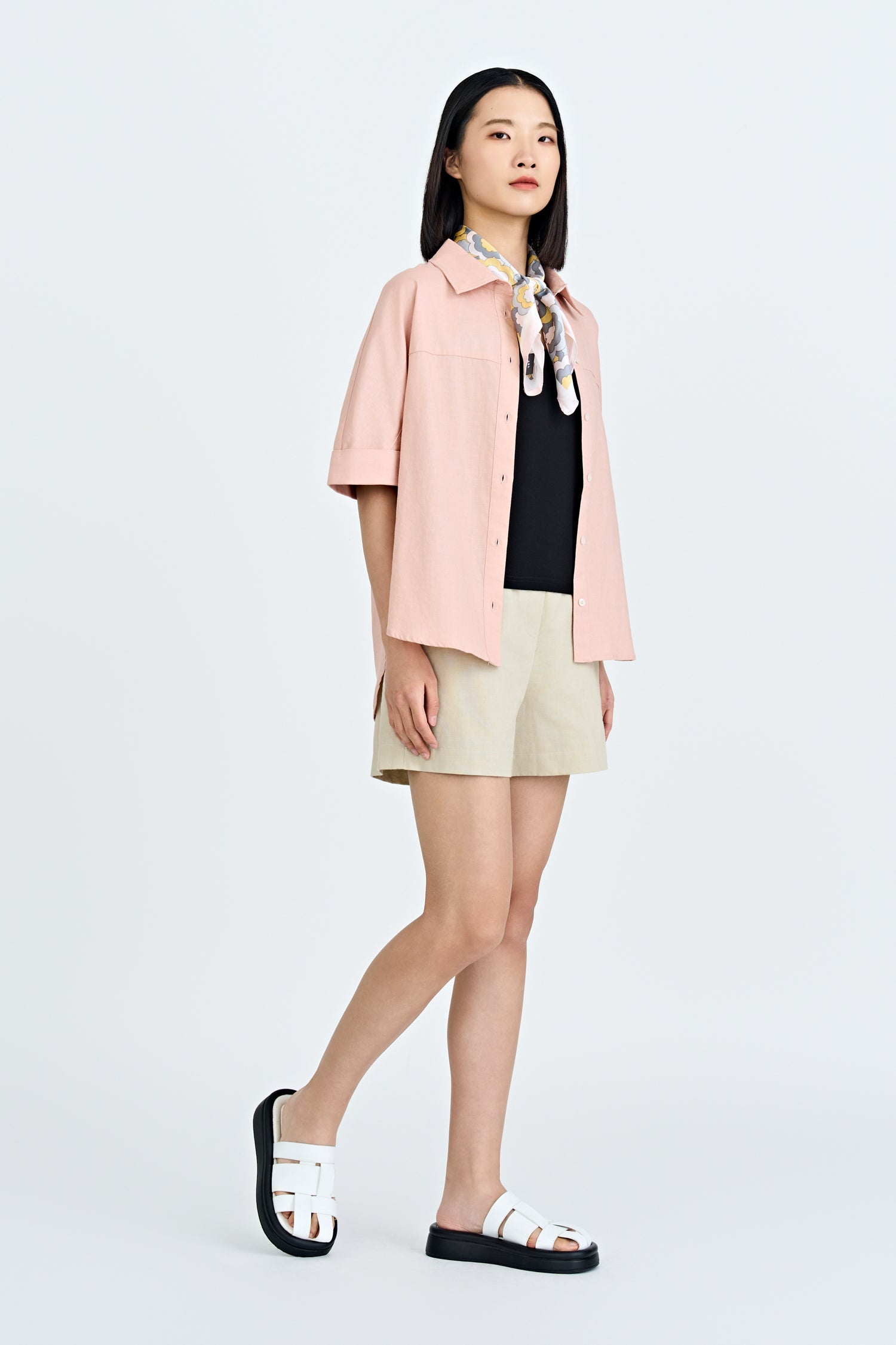 Boxy Short Sleeve Blouse - Blush