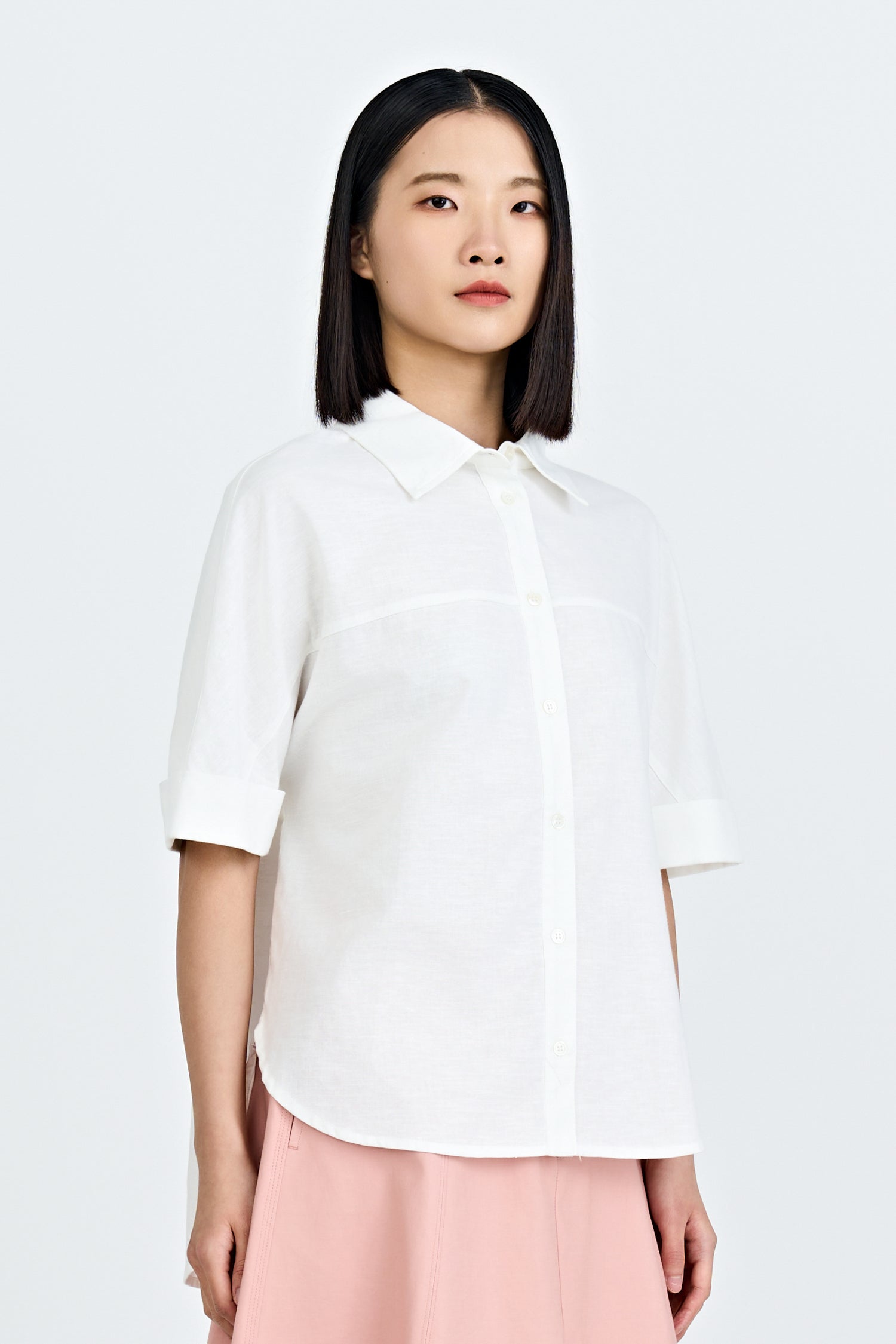 Boxy Short Sleeve Blouse - Cream