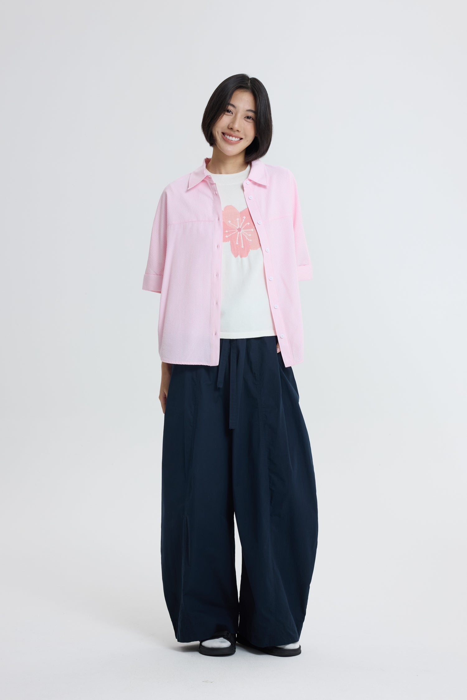 Striped Boxy Blouse - Blush Stripes