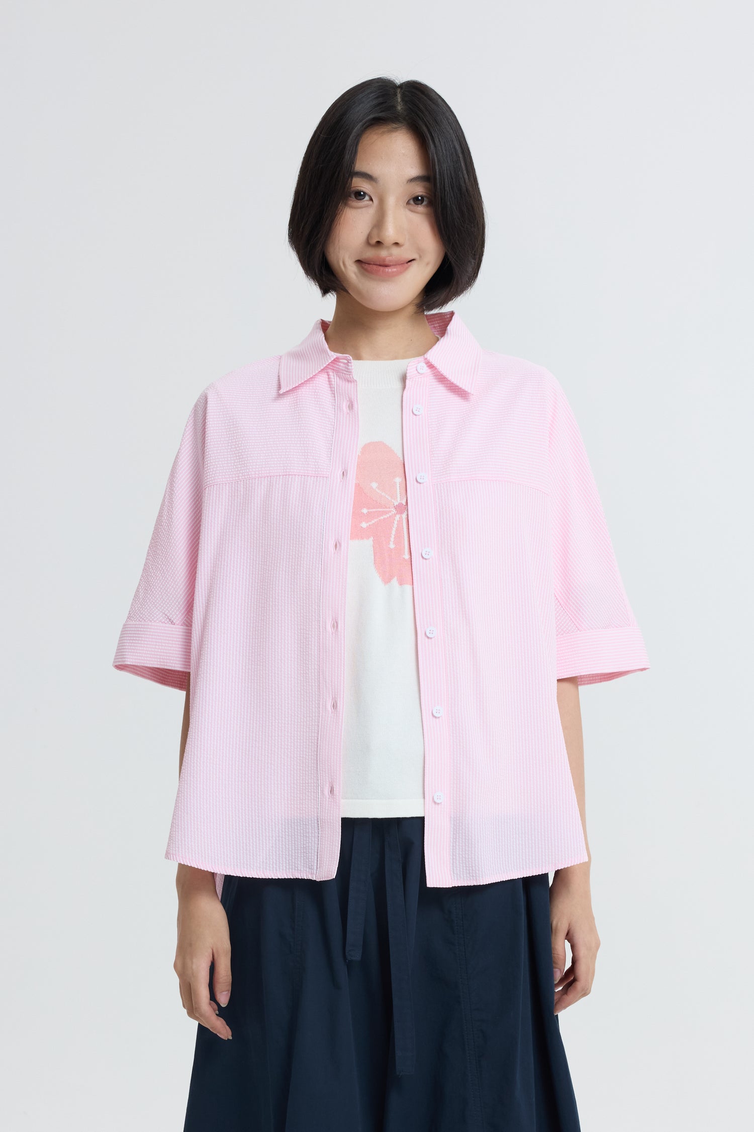 Striped Boxy Blouse - Blush Stripes