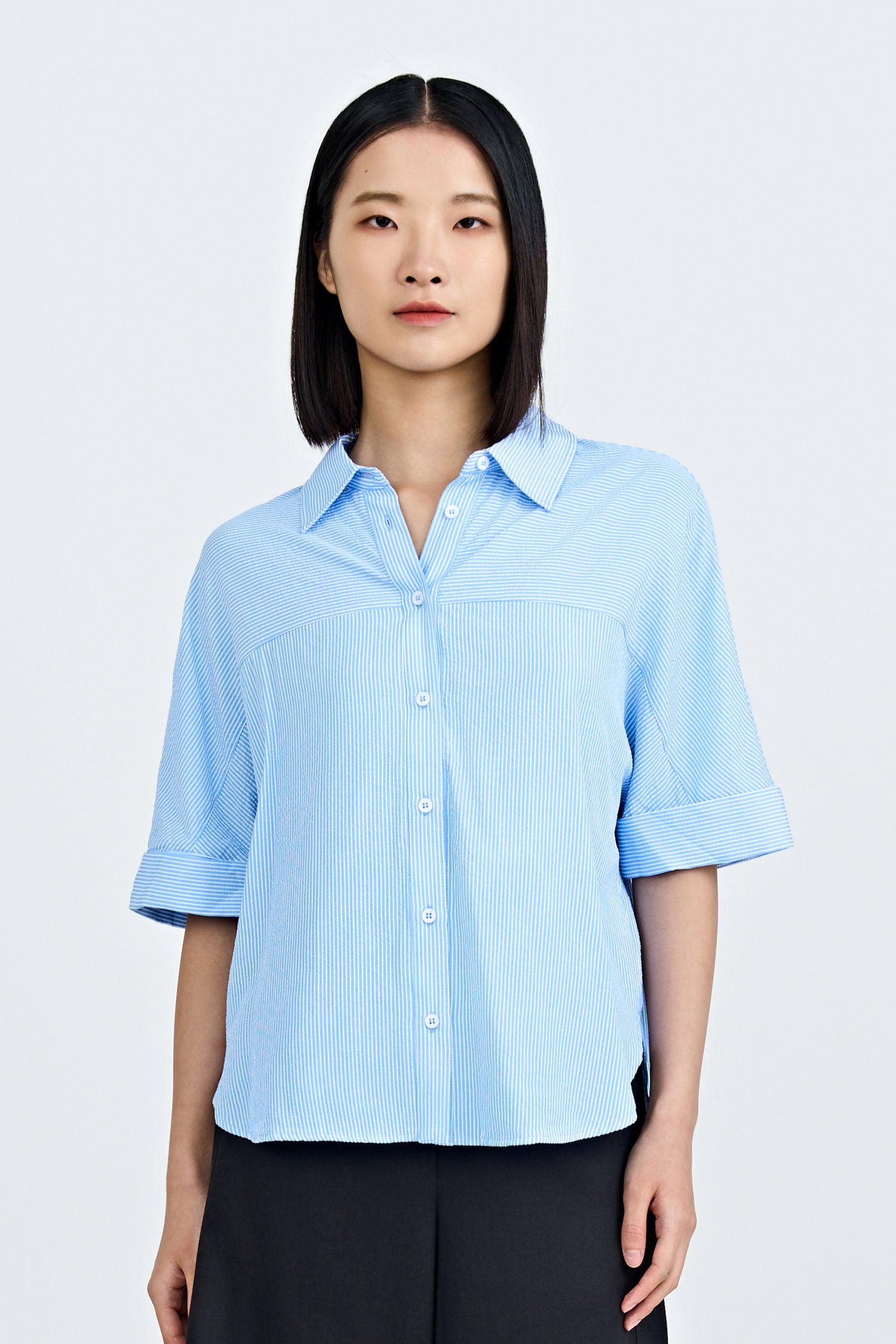 Striped Boxy Blouse - Stripes Blue