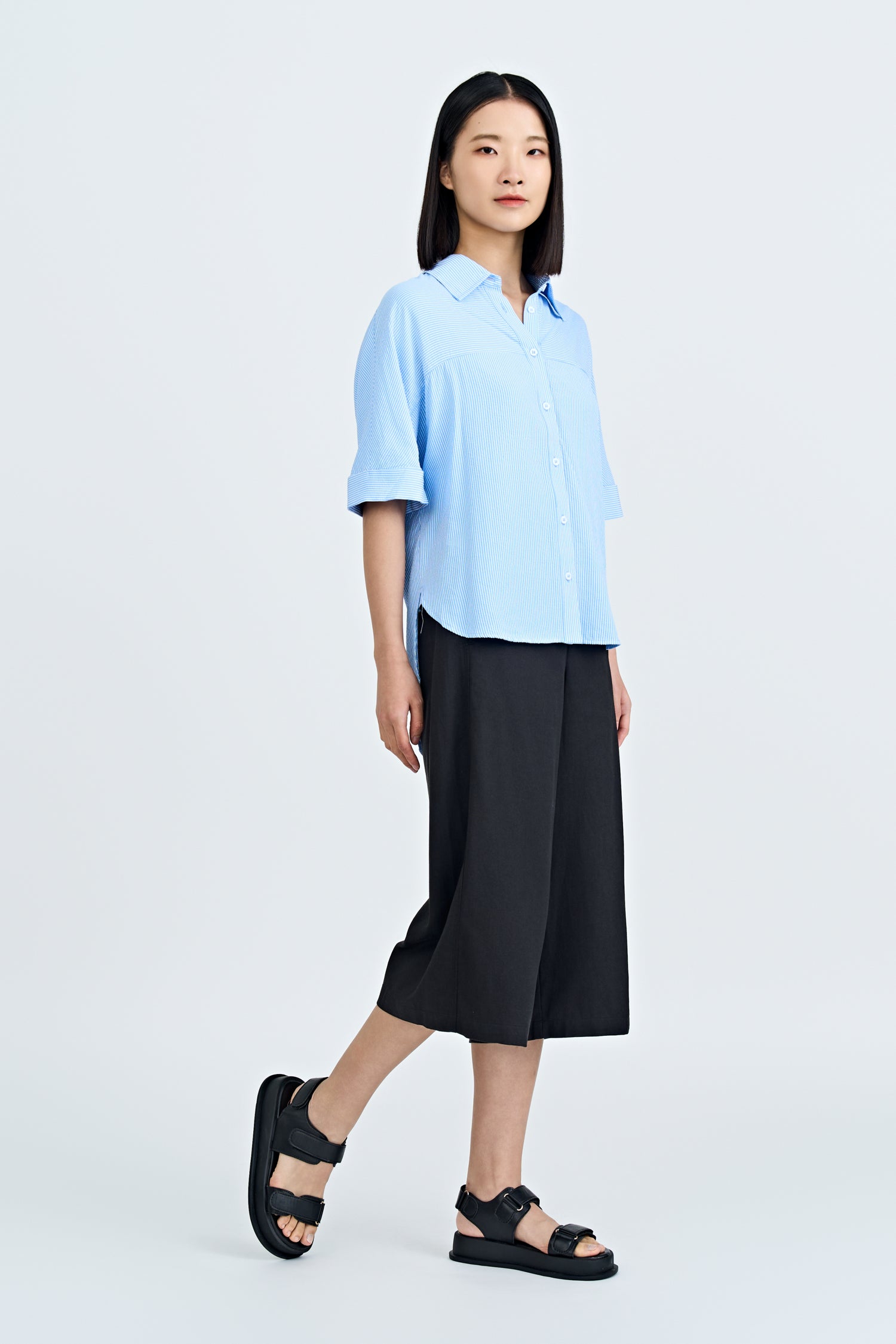 Striped Boxy Blouse - Stripes Blue