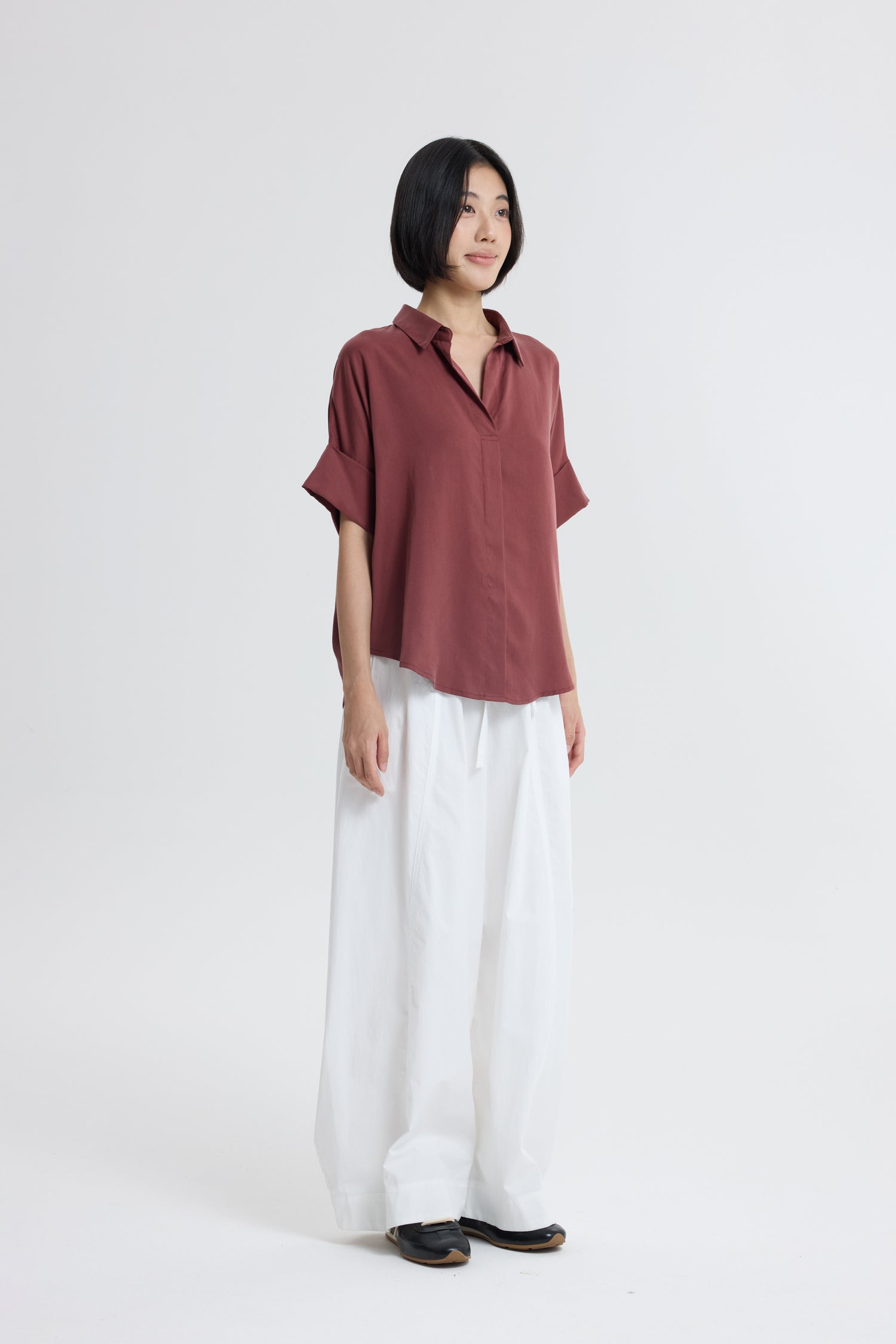 Skipper Collar Blouse - Maroon