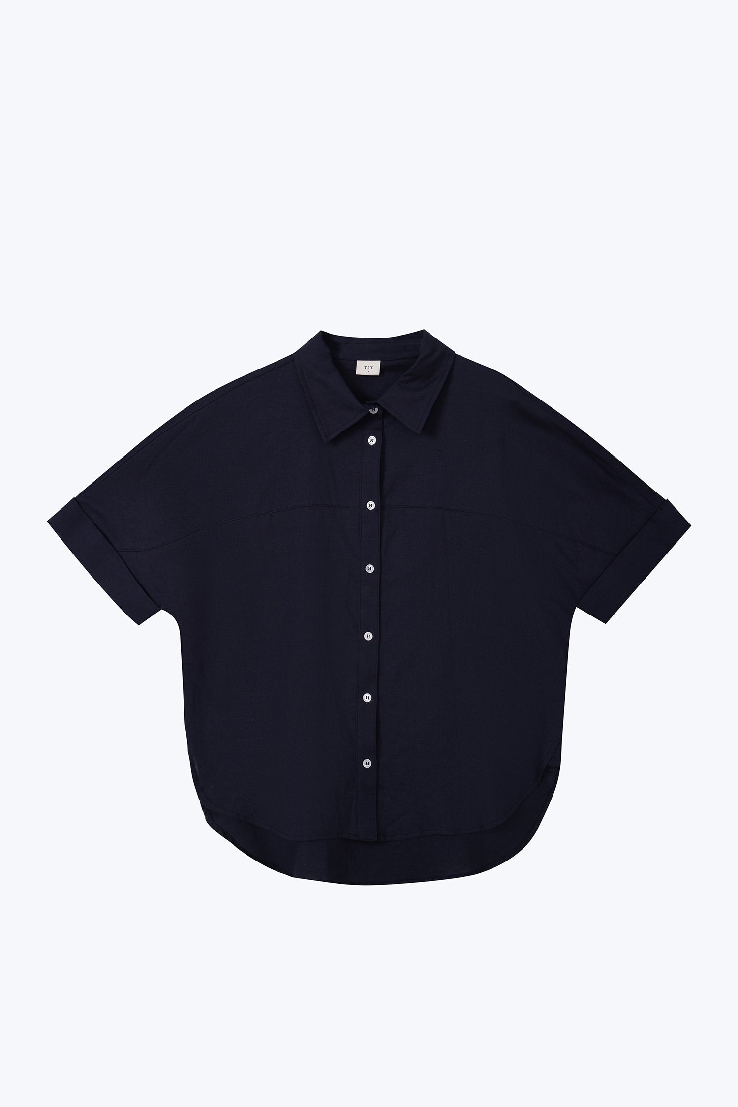 Boxy Short Sleeve Blouse - Navy