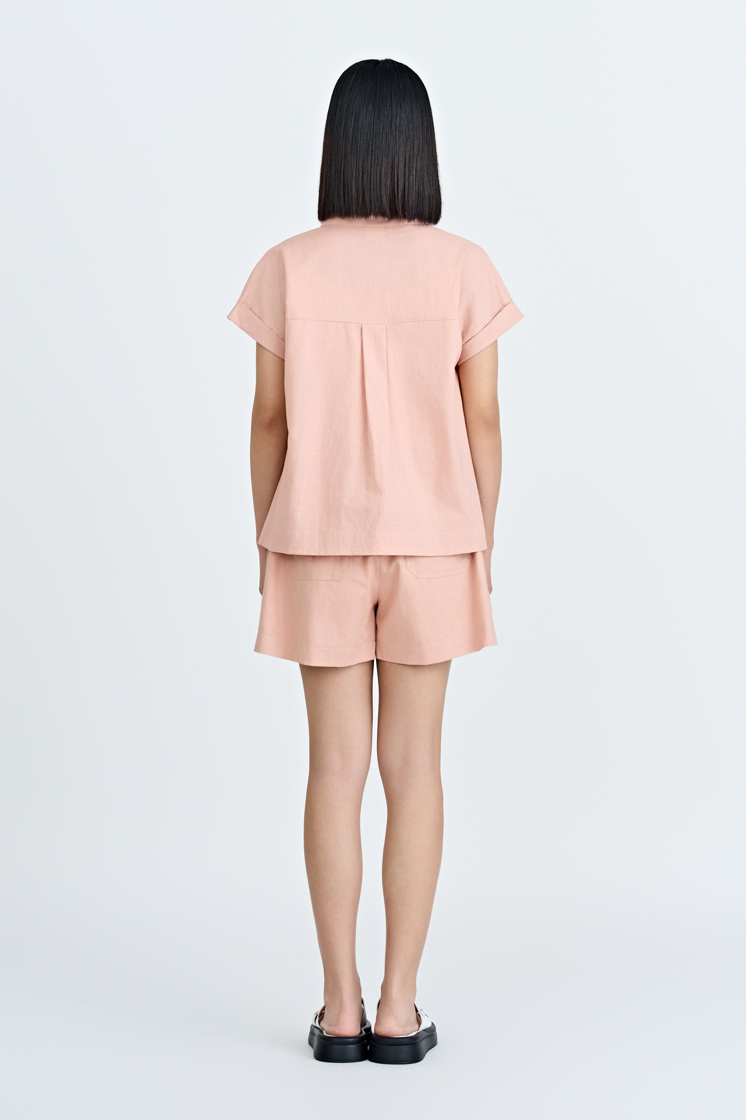 Roll Up Cuff Blouse - Blush