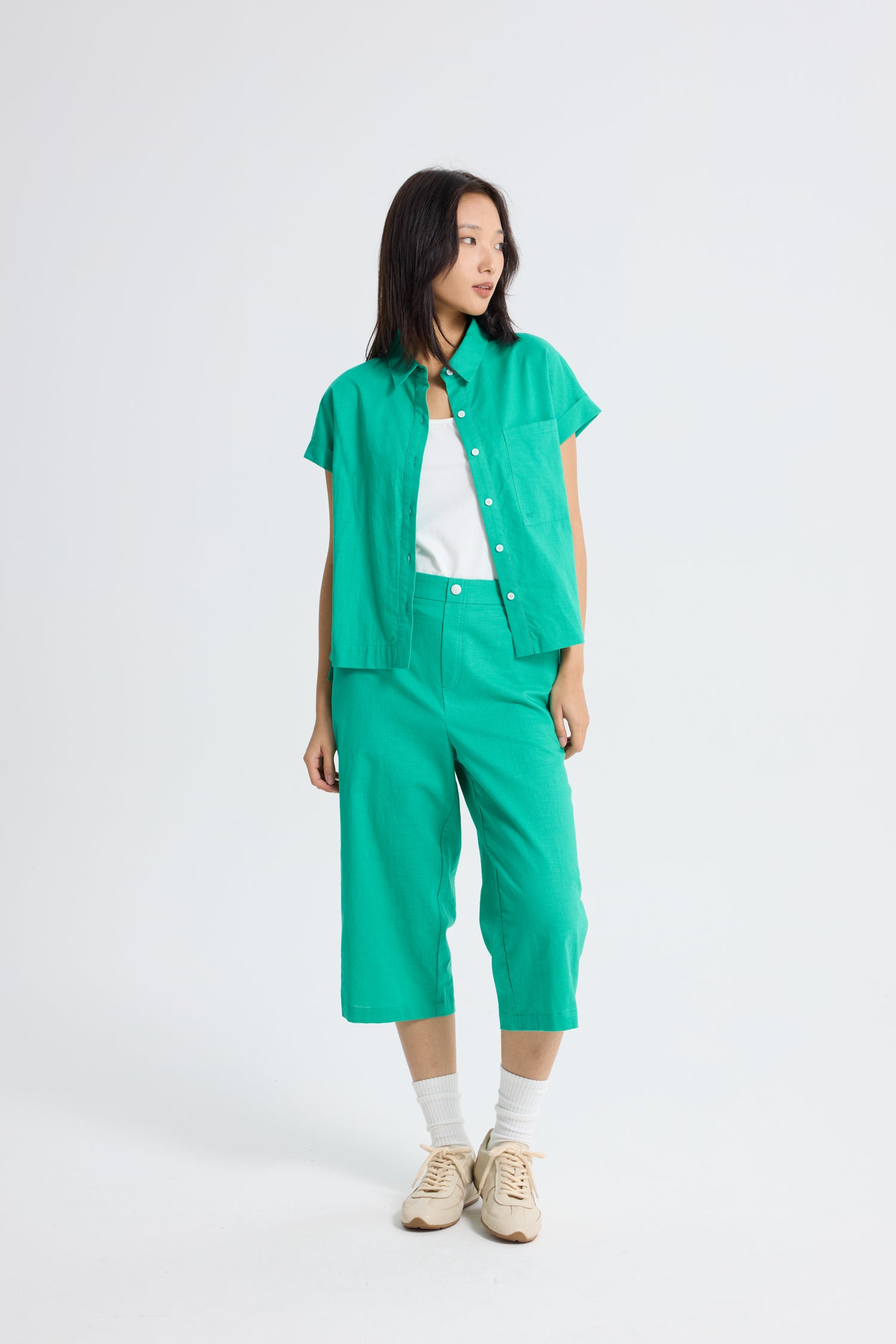 Roll Up Cuff Blouse - Jade