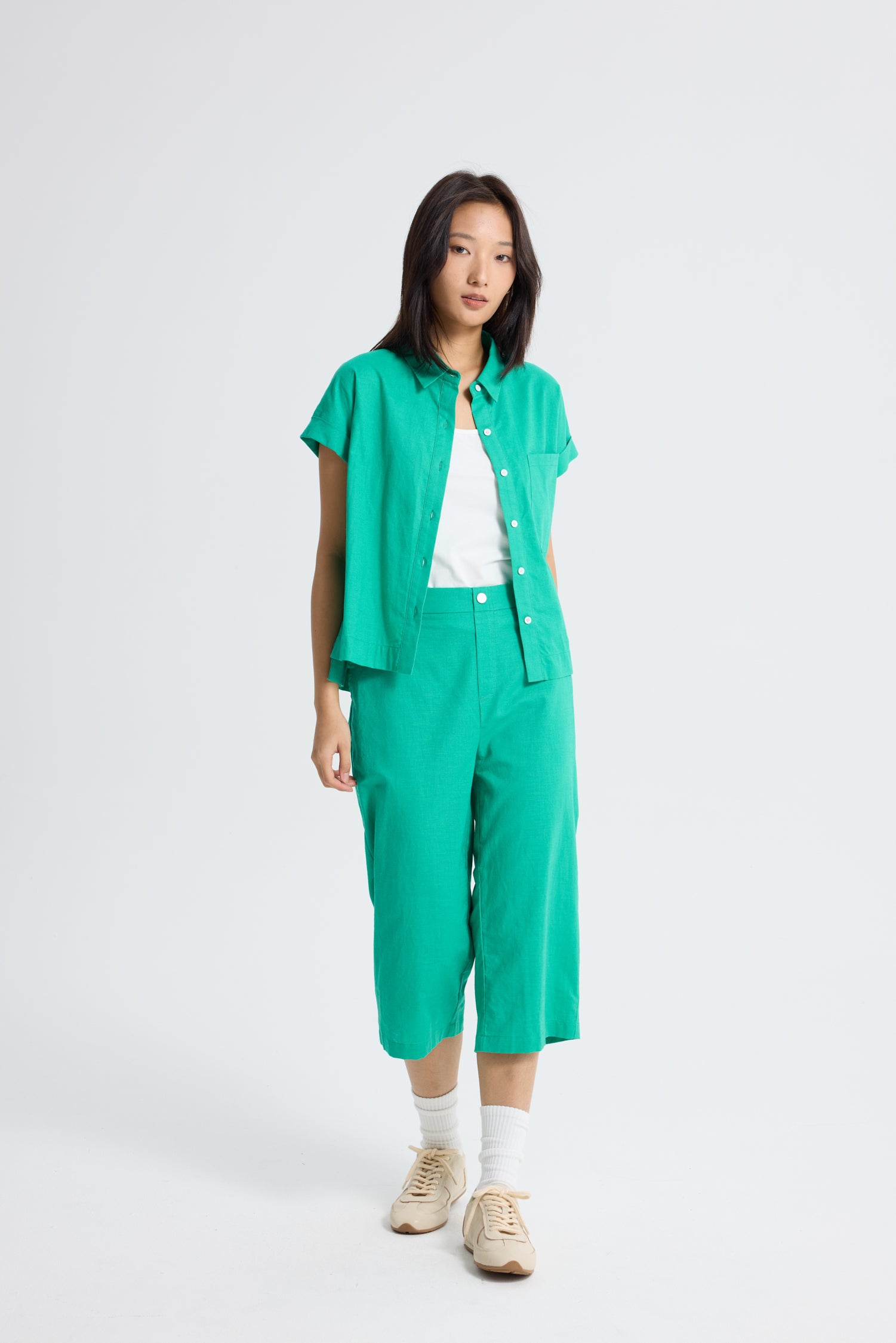 Roll Up Cuff Blouse - Jade