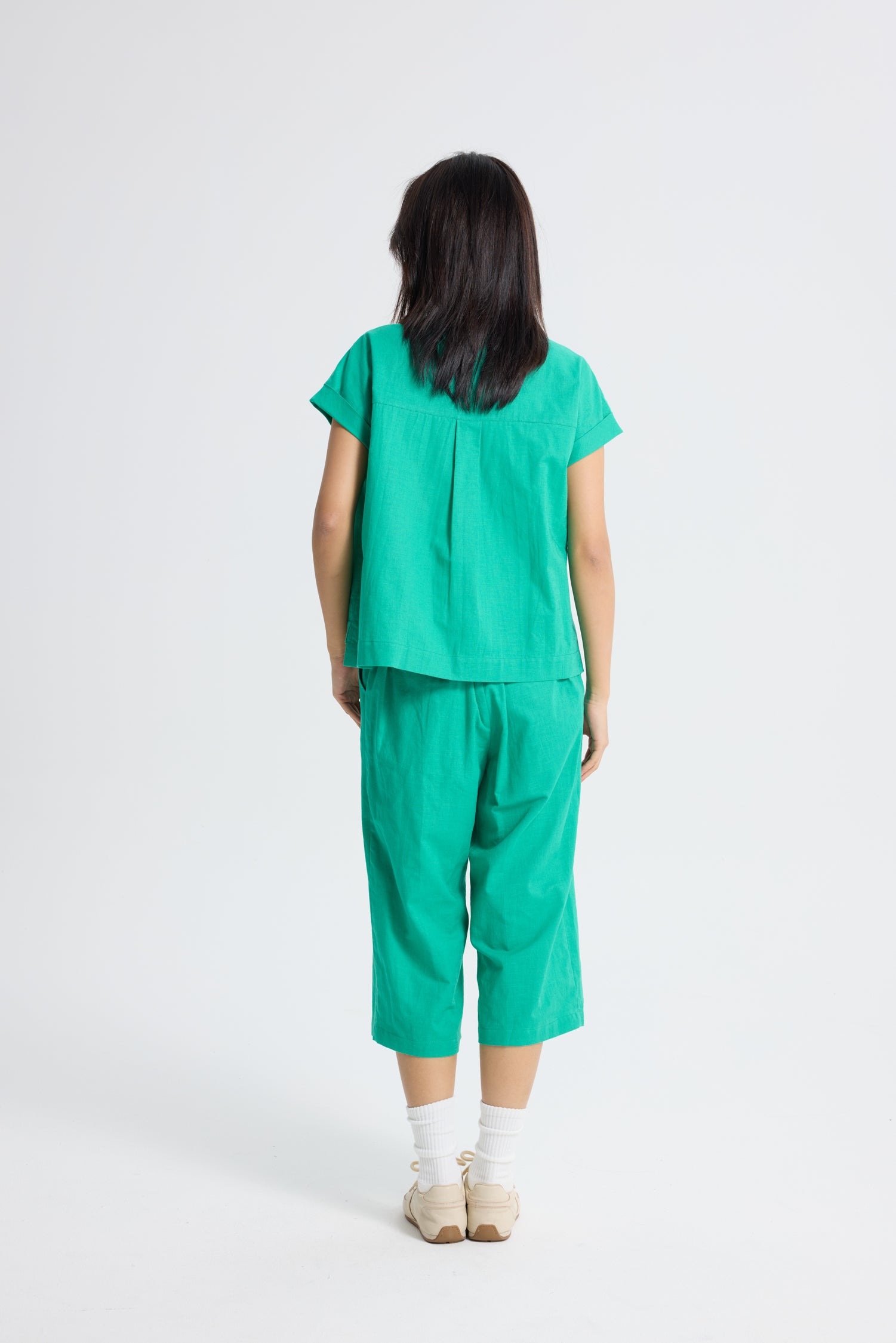 Roll Up Cuff Blouse - Jade
