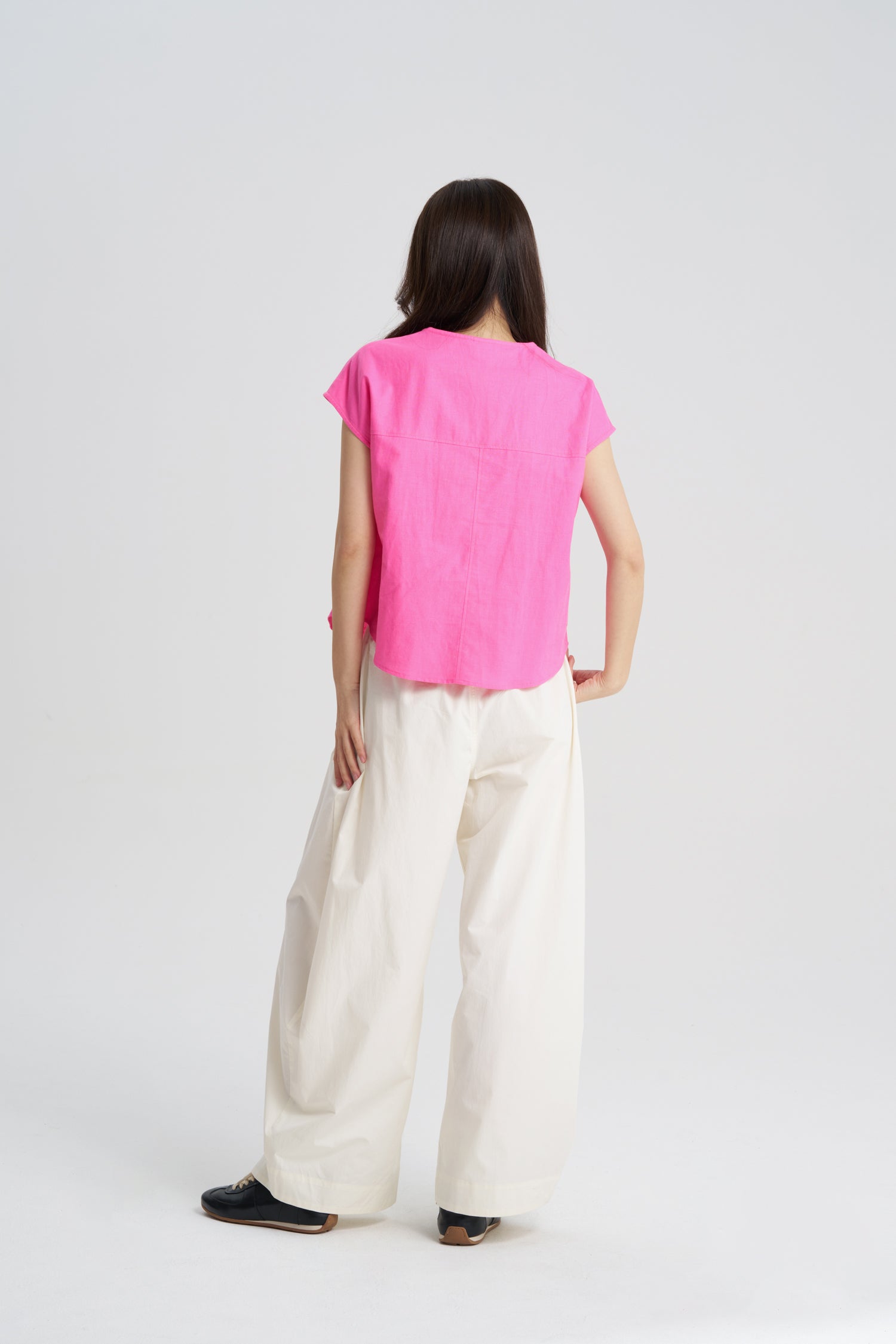 Sleeveless Button Blouse - Pink