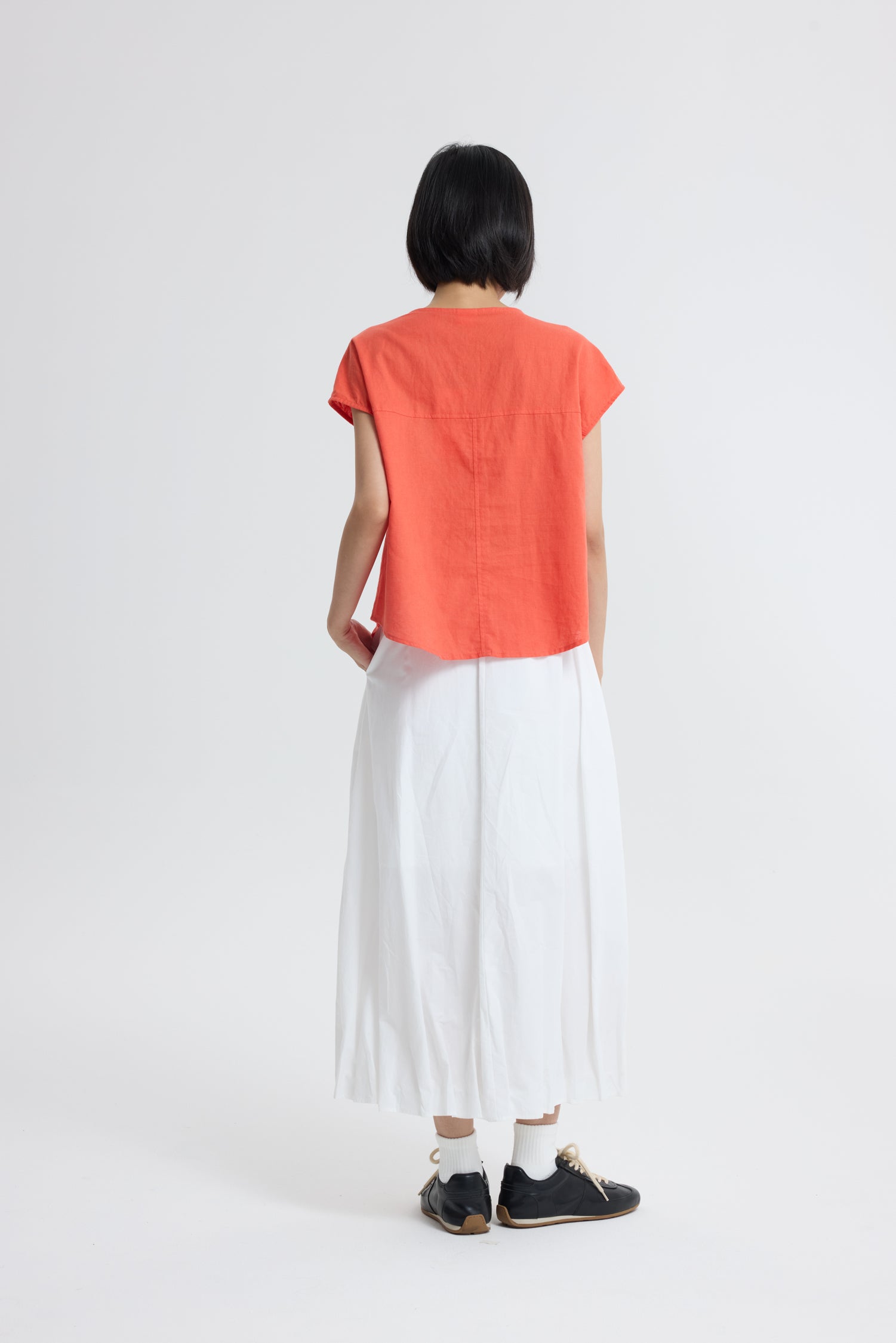 Sleeveless Button Blouse - Vermillion