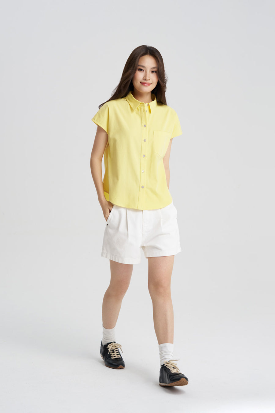 Cap Sleeve Blouse - Canary