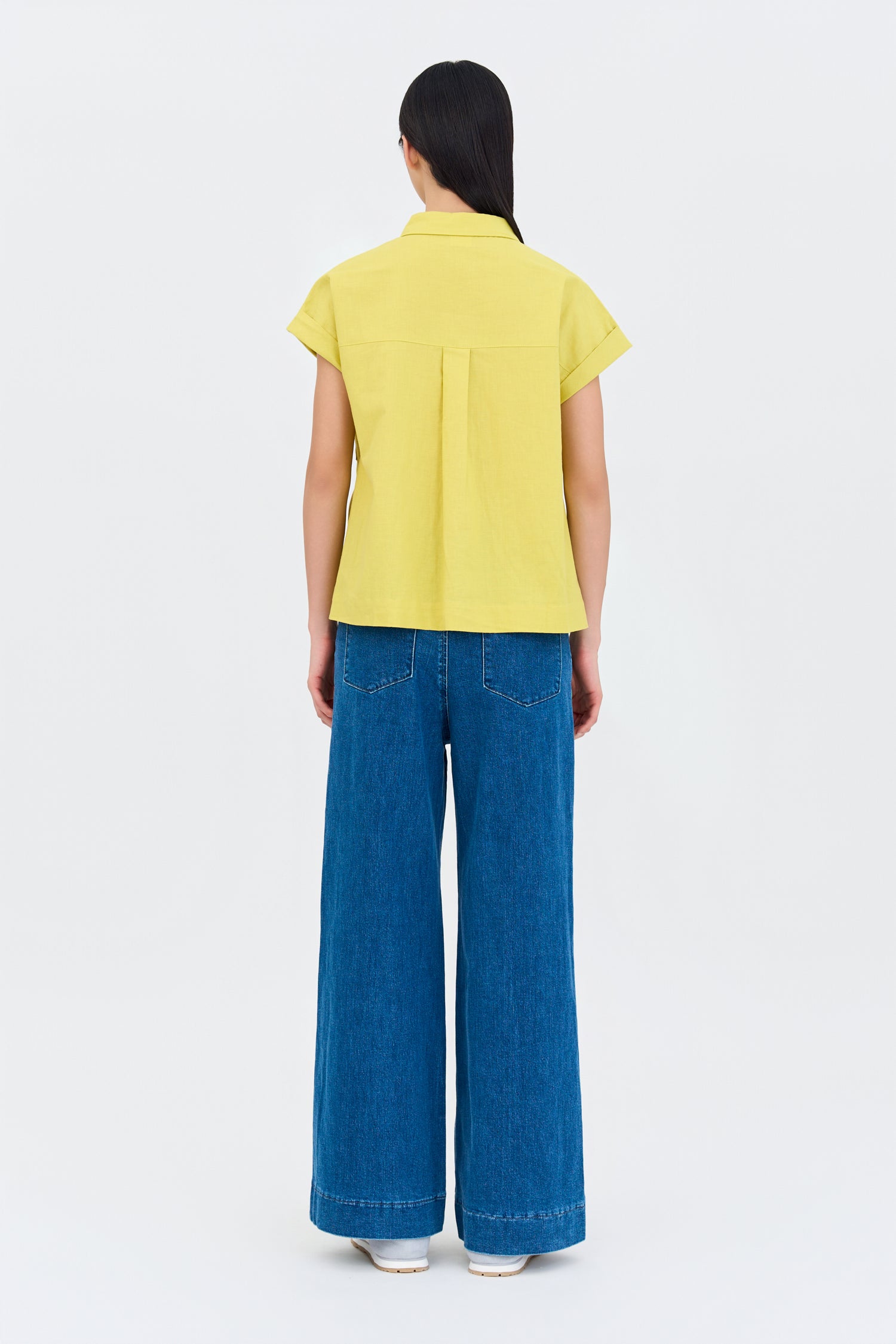 Roll Up Cuff Blouse - Lime