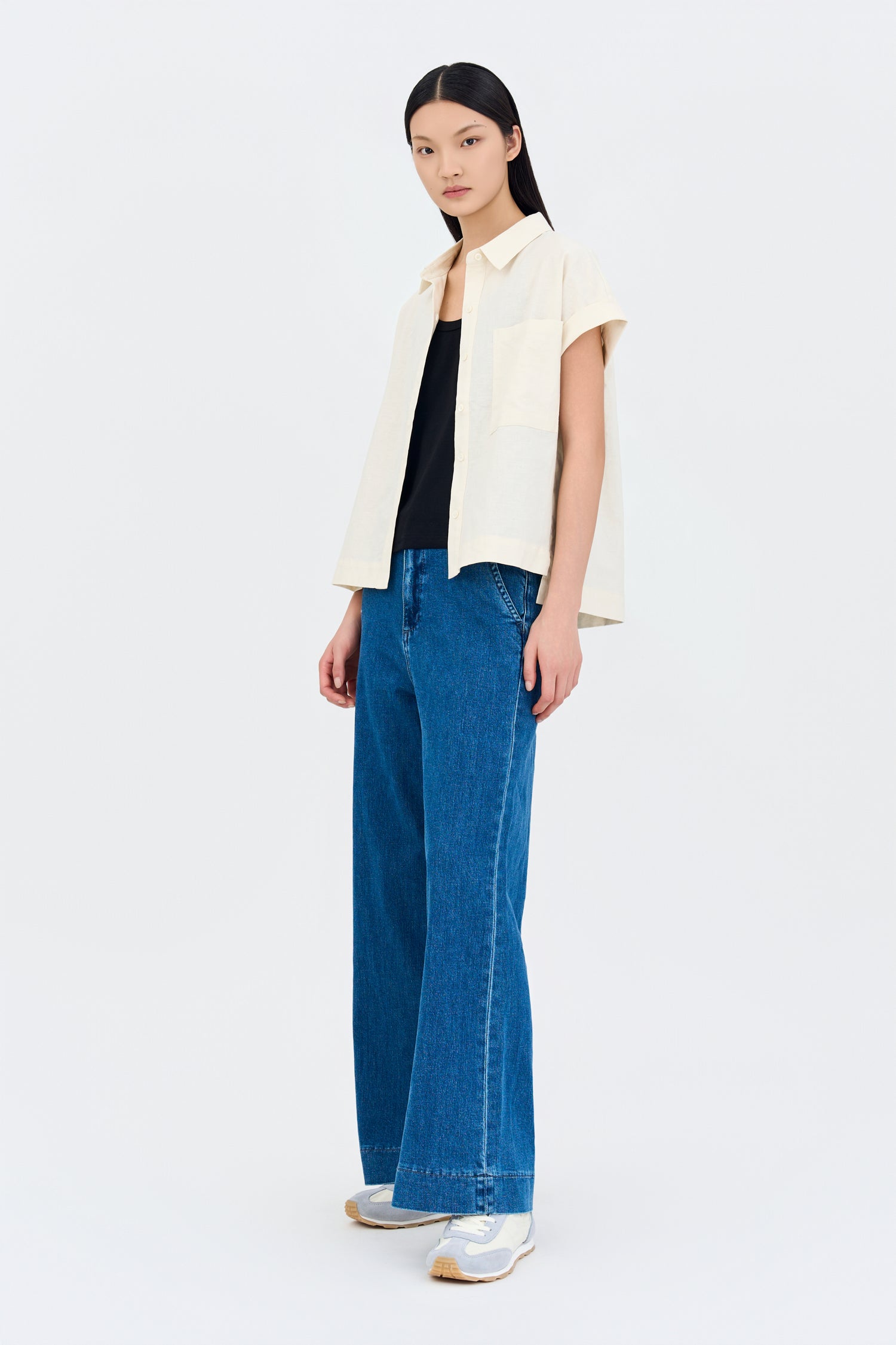 Roll Up Cuff Blouse - Sand