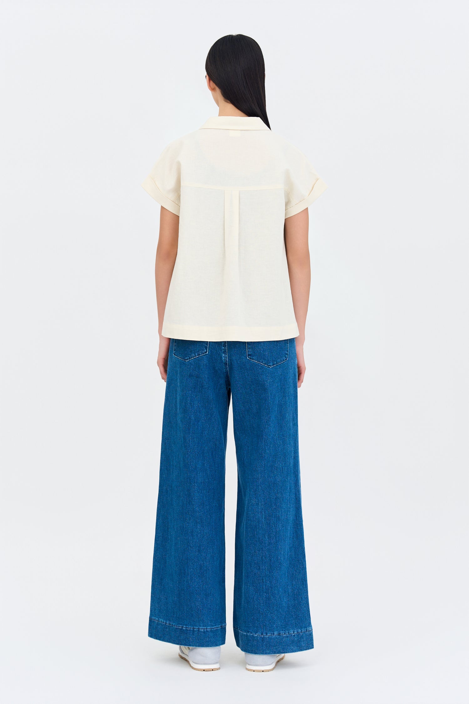 Roll Up Cuff Blouse - Sand