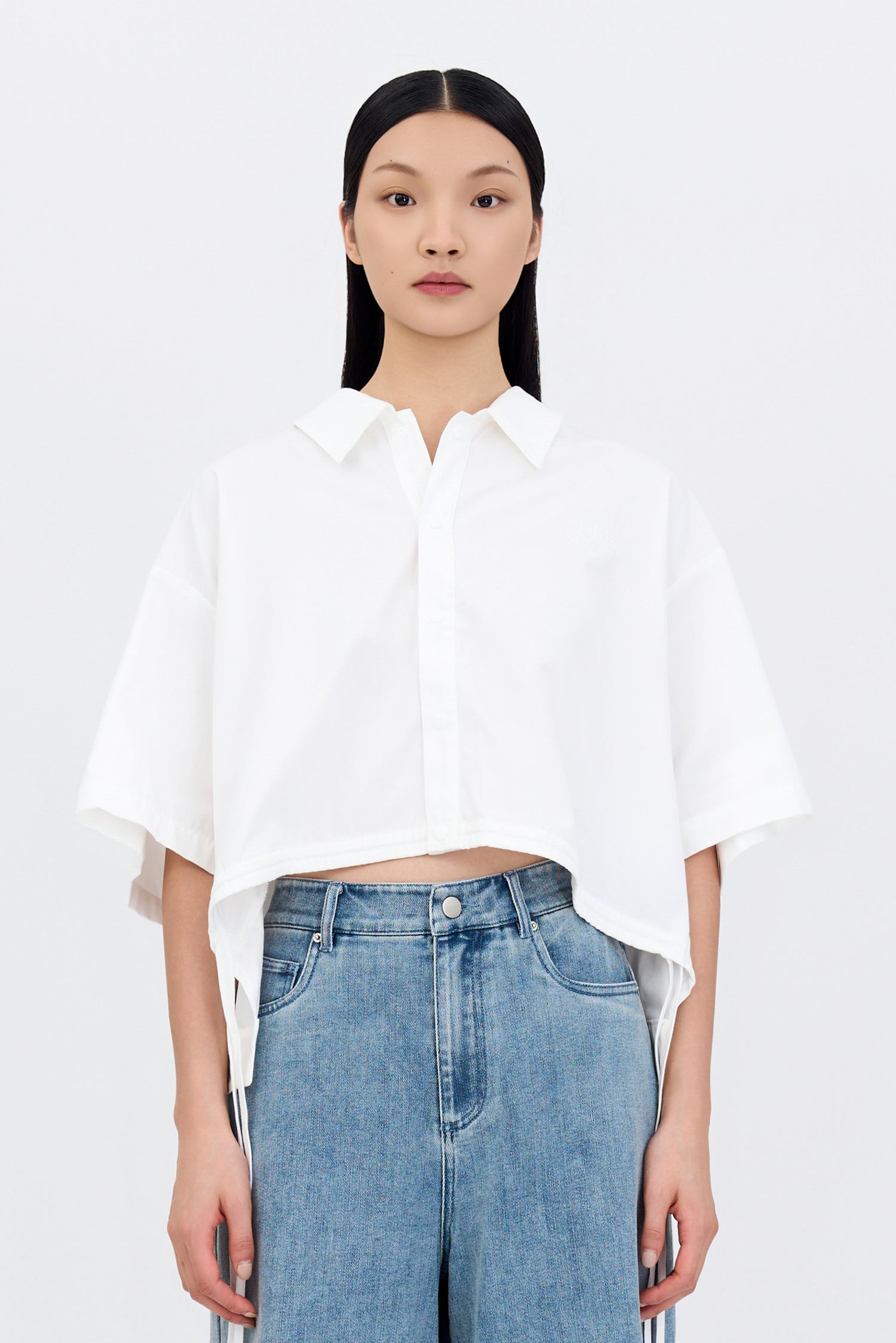 Drawstring Hem Blouse - Cream