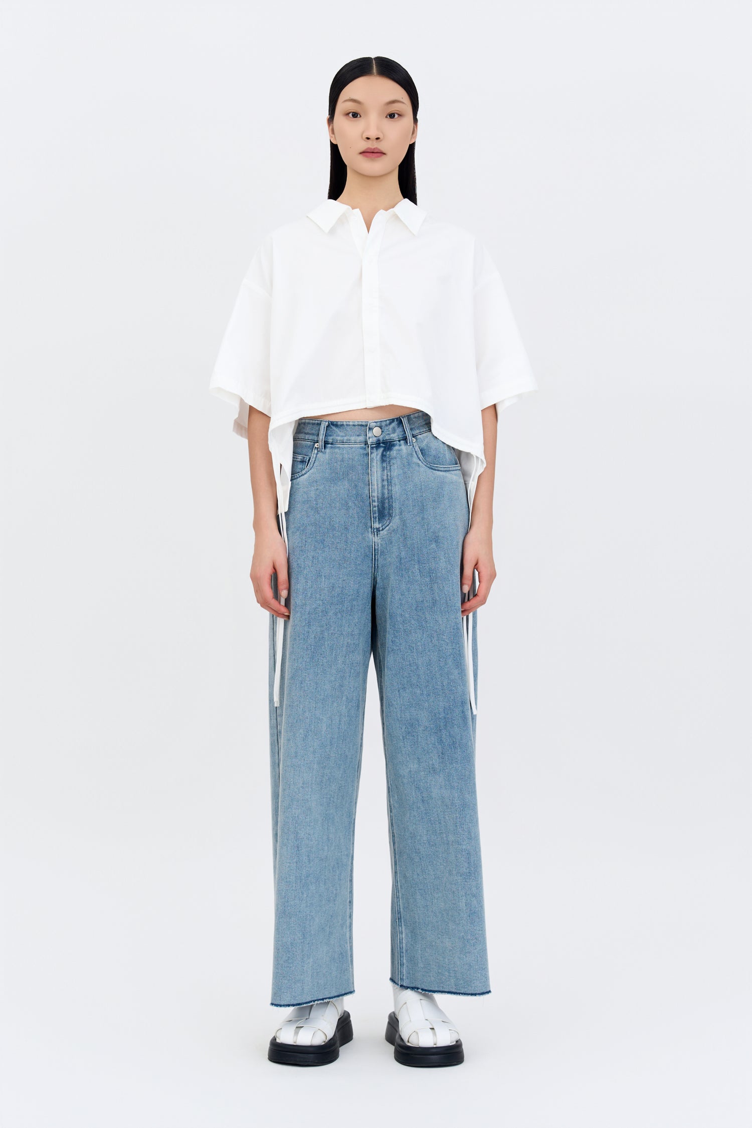 Drawstring Hem Blouse - Cream