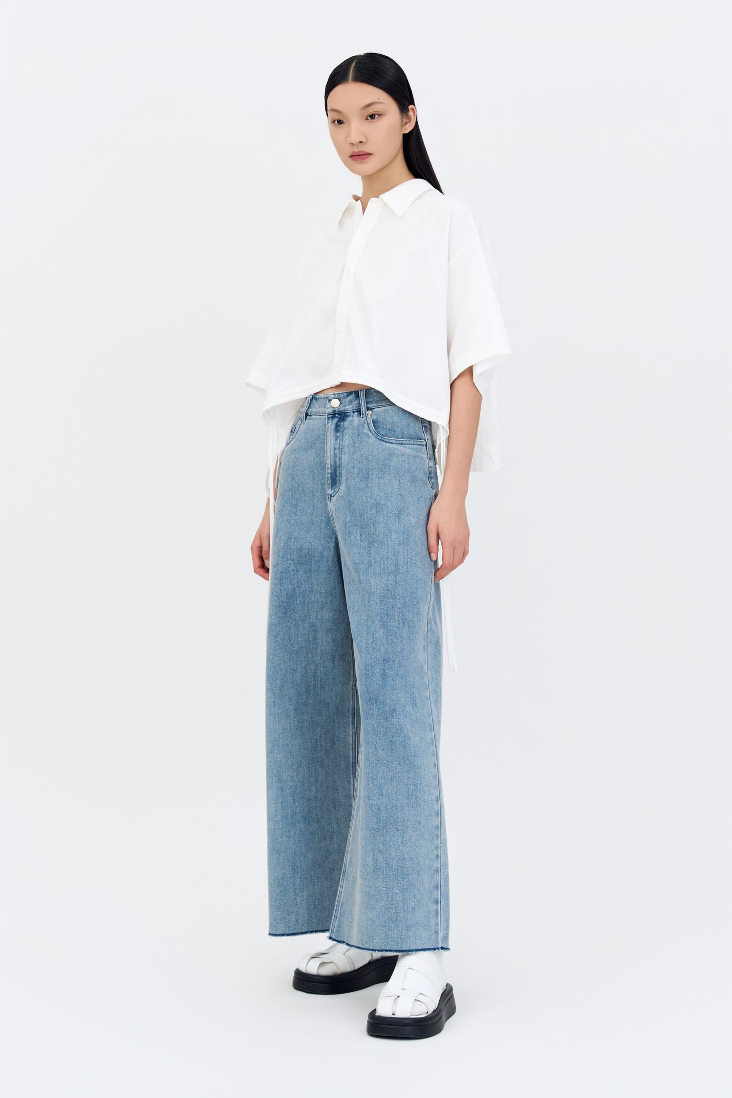 Drawstring Hem Blouse - Cream