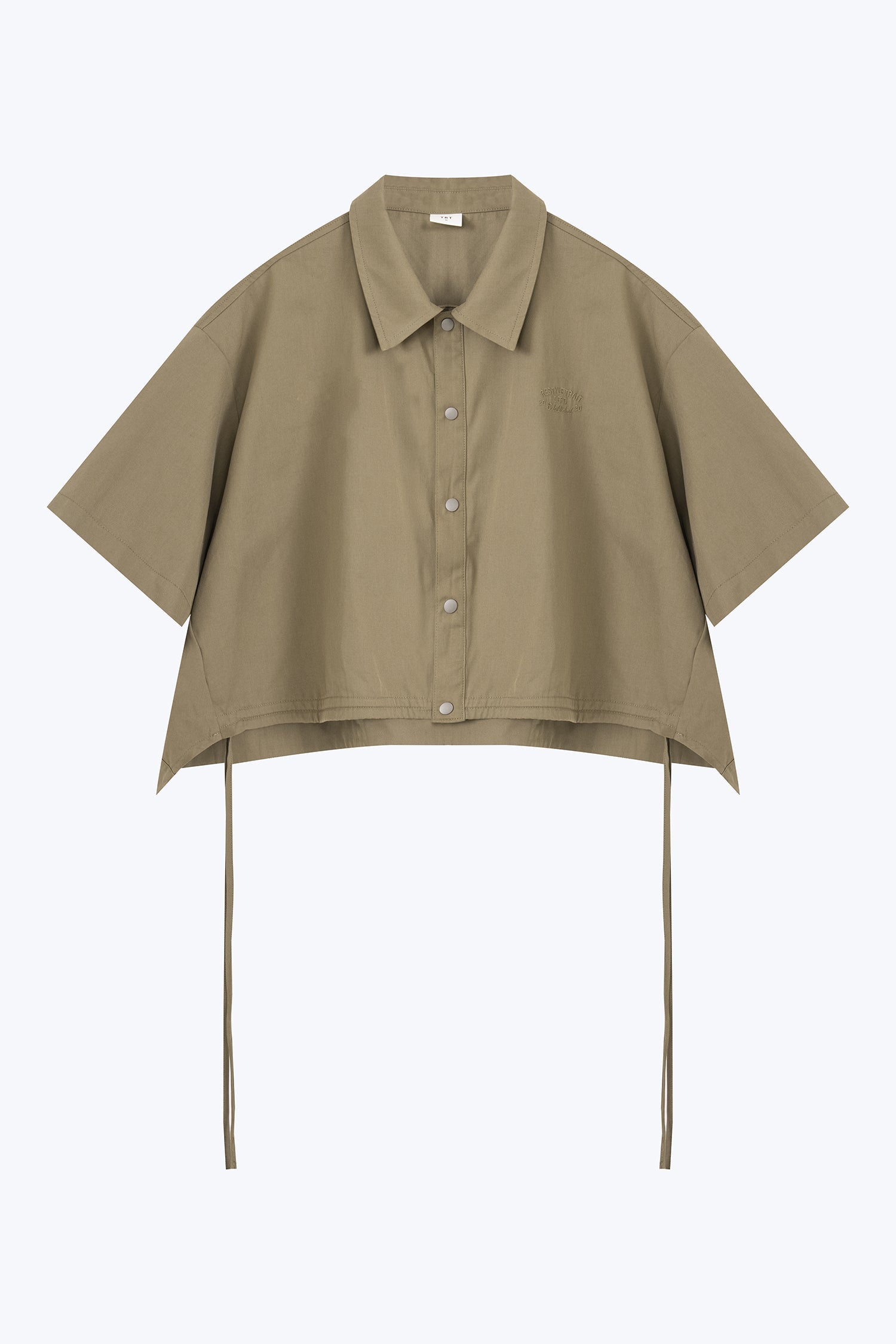 Drawstring Hem Blouse - Khaki Green