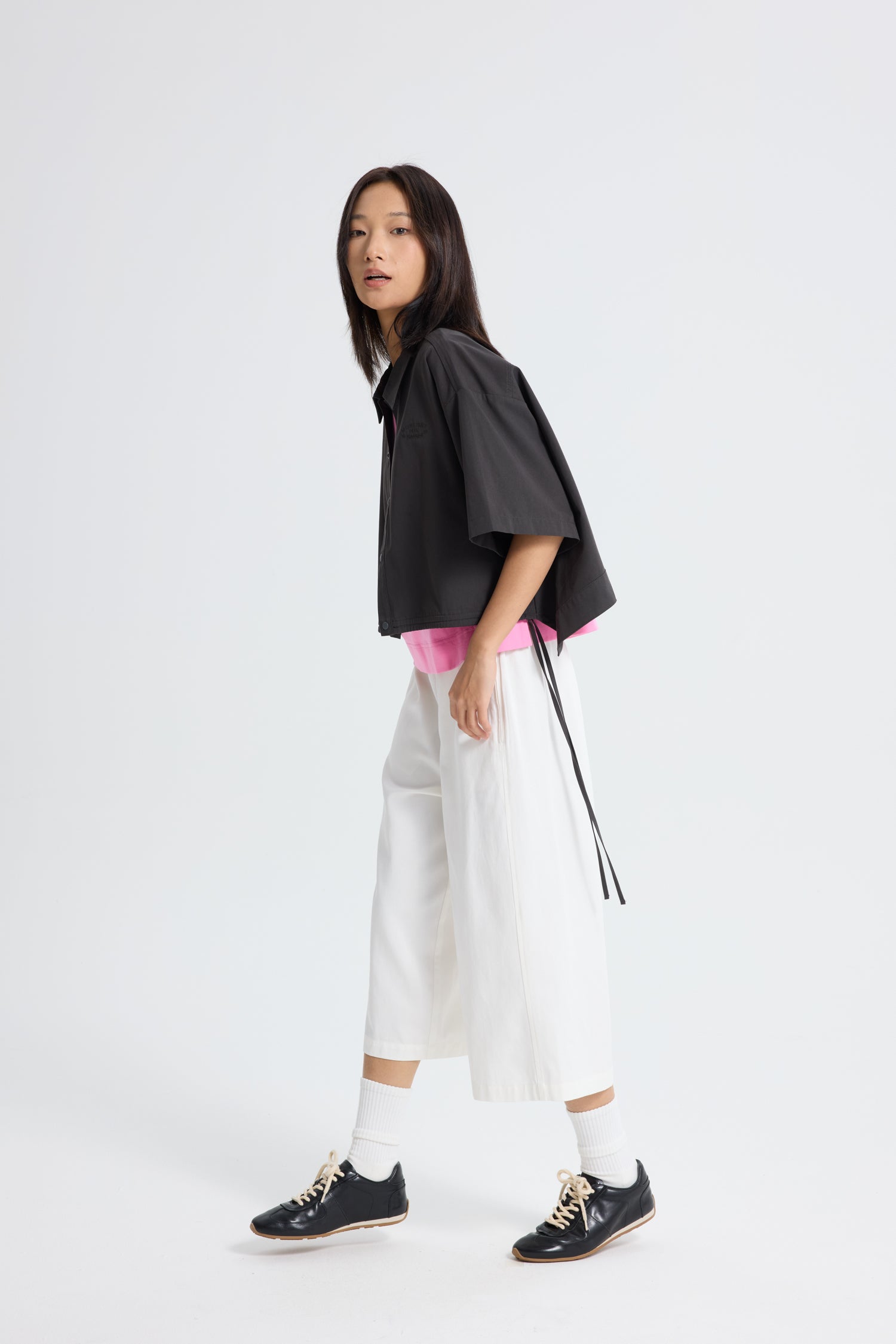 Drawstring Hem Blouse - Midnight